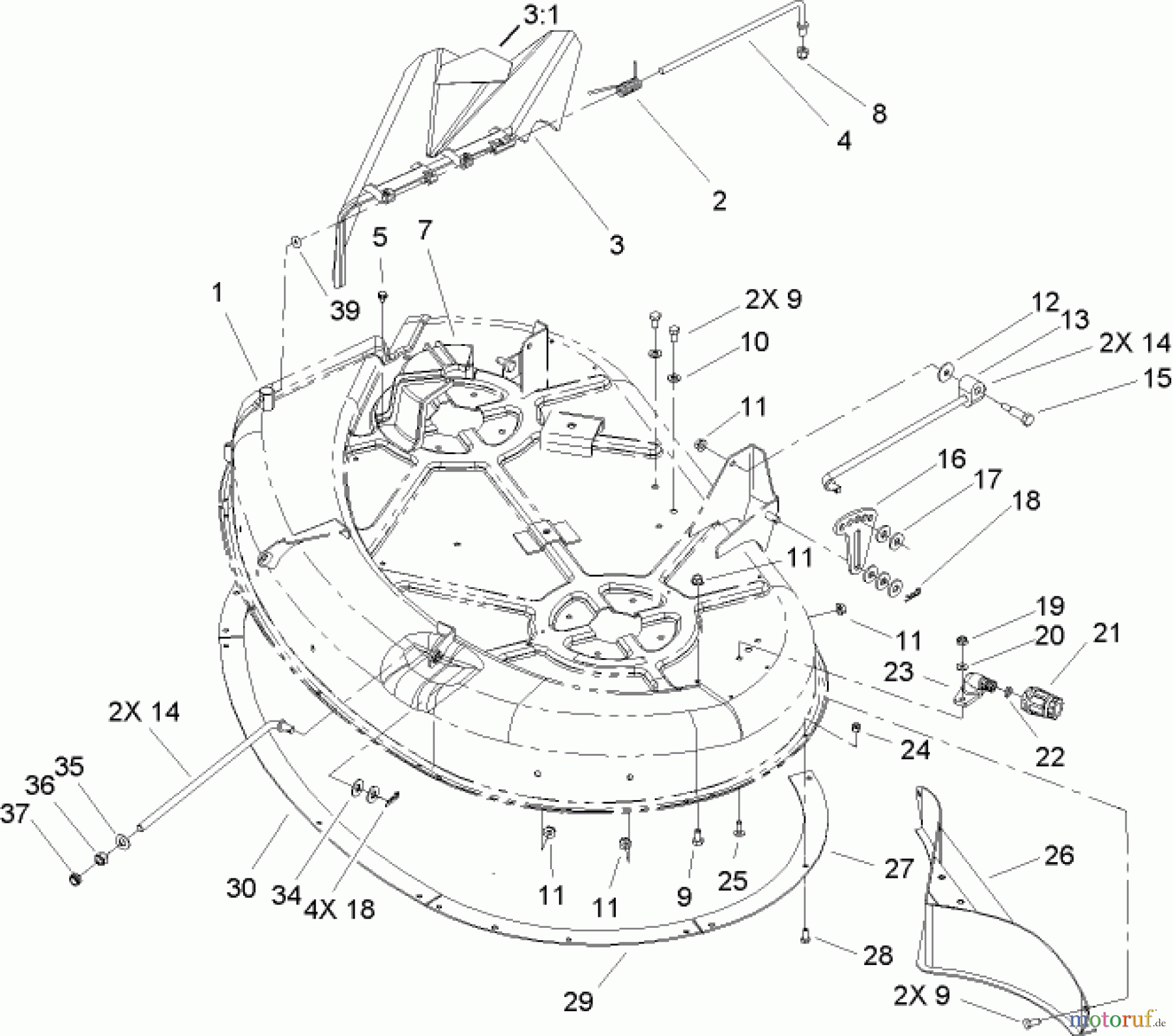  Toro Neu Mowers, Zero-Turn 74330 (Z420) - Toro TimeCutter Z420 Riding Mower, 2005 (250000001-250999999) 42 INCH DECK ASSEMBLY