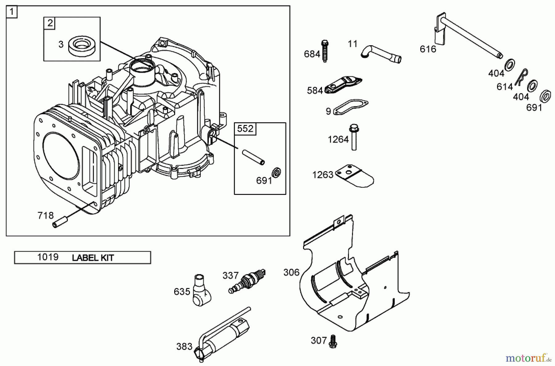  Toro Neu Mowers, Zero-Turn 74330 (Z420) - Toro TimeCutter Z420 Riding Mower, 2005 (250000001-250999999) CYLINDER ASSEMBLY BRIGGS AND STRATTON 286H77-0165-E1