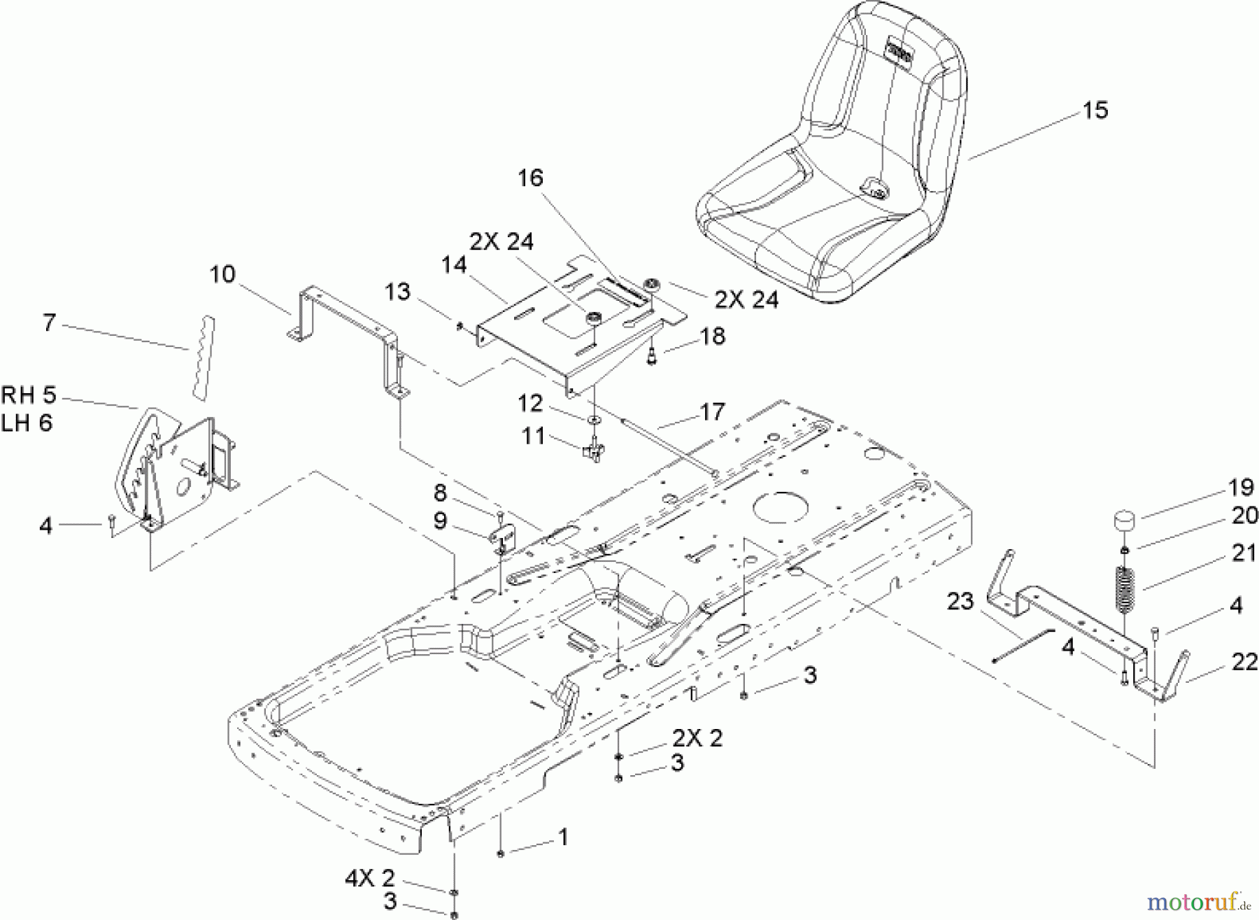  Toro Neu Mowers, Zero-Turn 74330 (Z420) - Toro TimeCutter Z420 Riding Mower, 2005 (250000001-250999999) SEAT ASSEMBLY