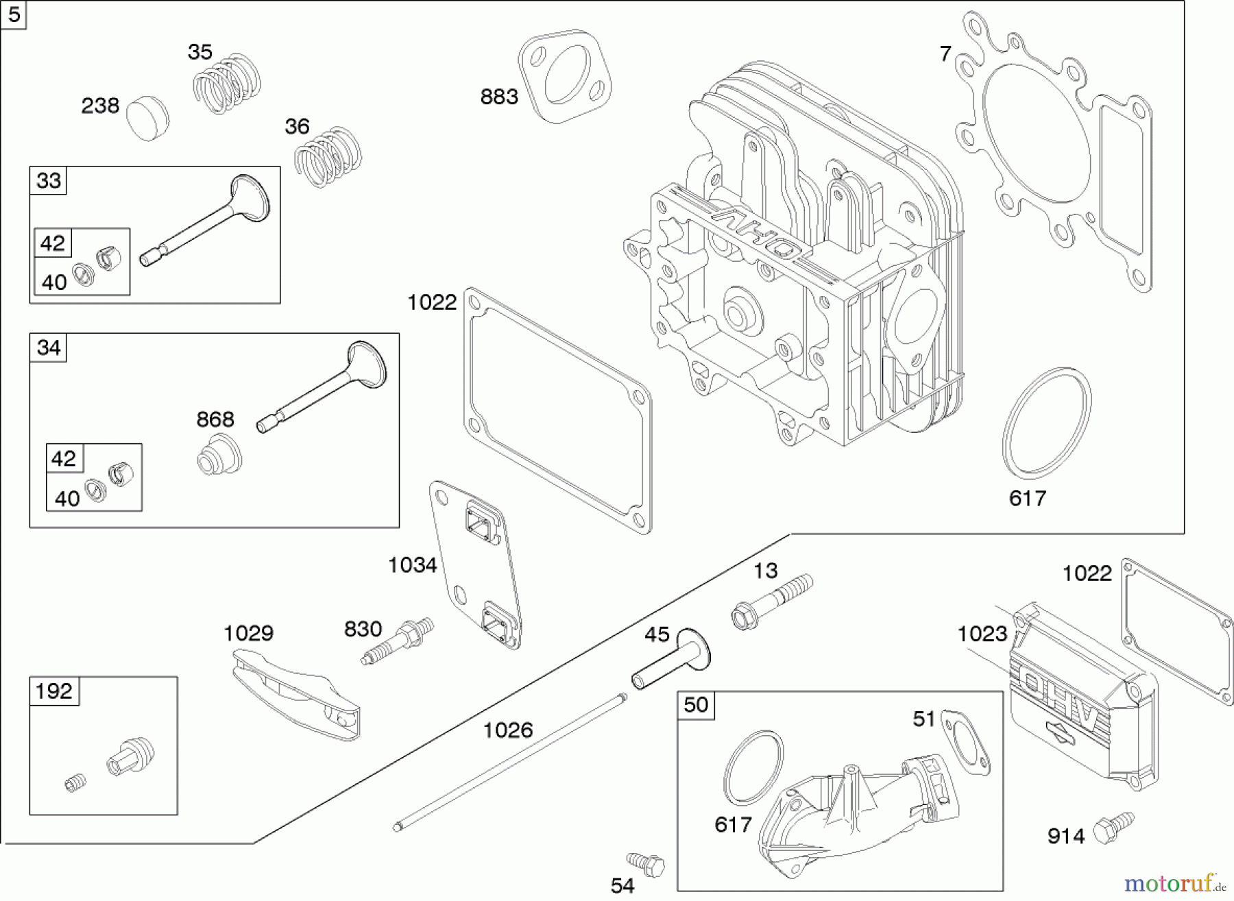 Toro Neu Mowers, Zero-Turn 74351 (18-44Z) - Toro 18-44Z TimeCutter Z Riding Mower, 2004 (240000001-240999999) CYLINDER HEAD ASSEMBLY BRIGGS AND STRATTON 31H777-0168-E1