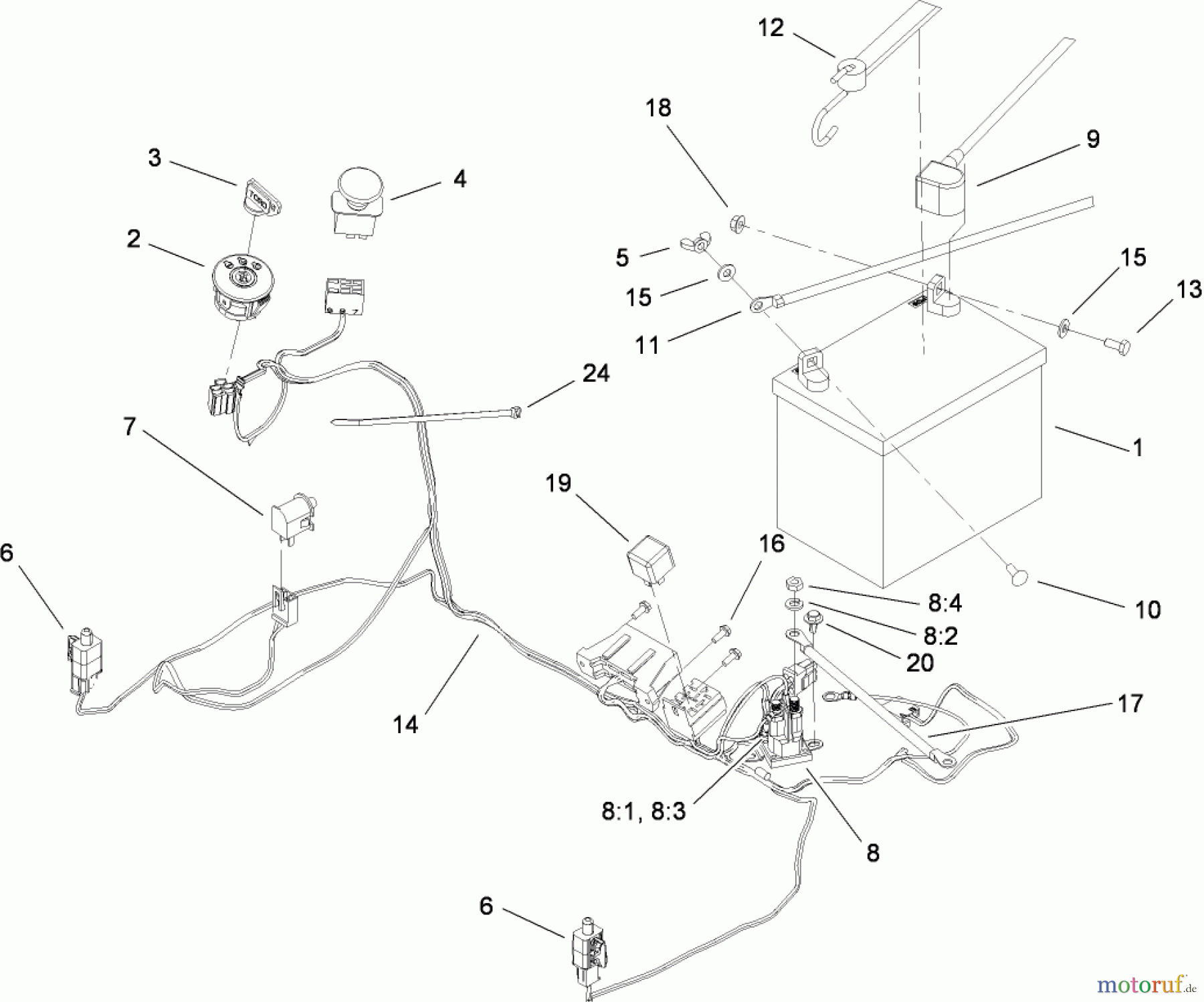  Toro Neu Mowers, Zero-Turn 74360 (Z4200) - Toro TimeCutter Z4200 Riding Mower, 2008 (280000001-280999999) ELECTRICAL ASSEMBLY