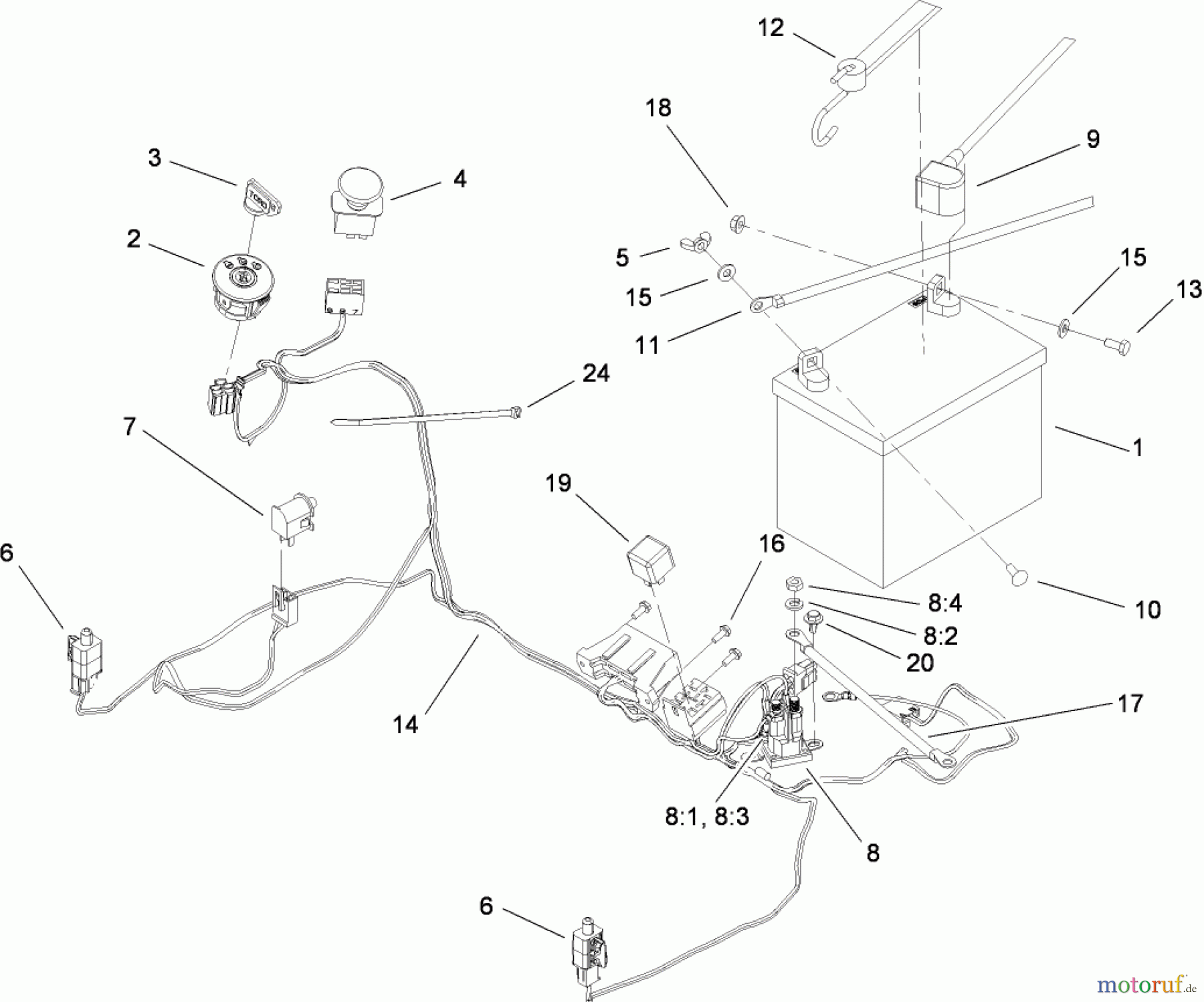  Toro Neu Mowers, Zero-Turn 74363 (Z4200) - Toro TimeCutter Z4220 Riding Mower, 2008 (280000001-280999999) ELECTRICAL ASSEMBLY