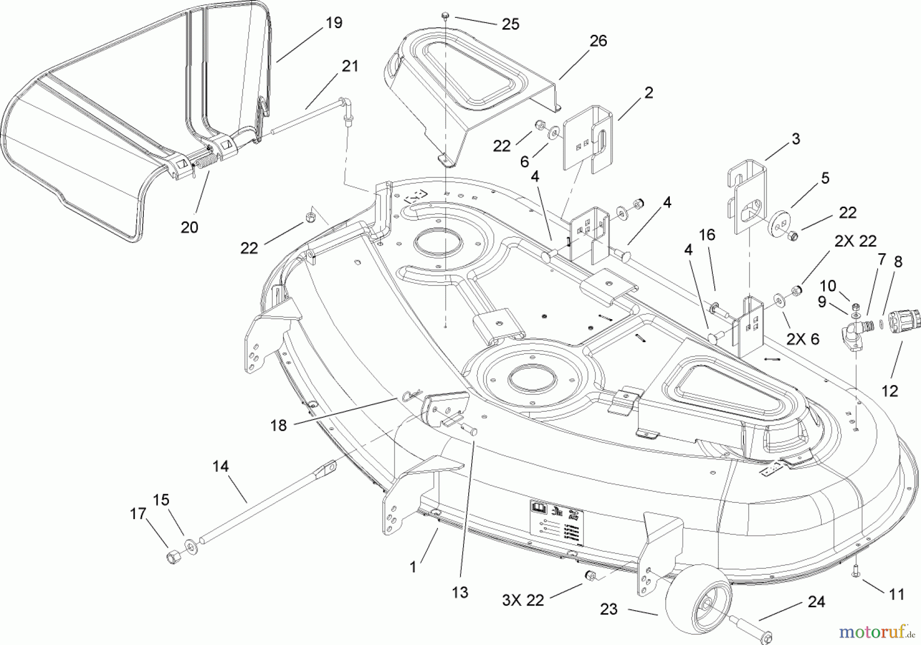  Toro Neu Mowers, Zero-Turn 74372 (Z5020) - Toro TimeCutter Z5020 Riding Mower, 2007 (270000001-270999999) 50 INCH DECK AND SIDE DISCHARGE ASSEMBLY