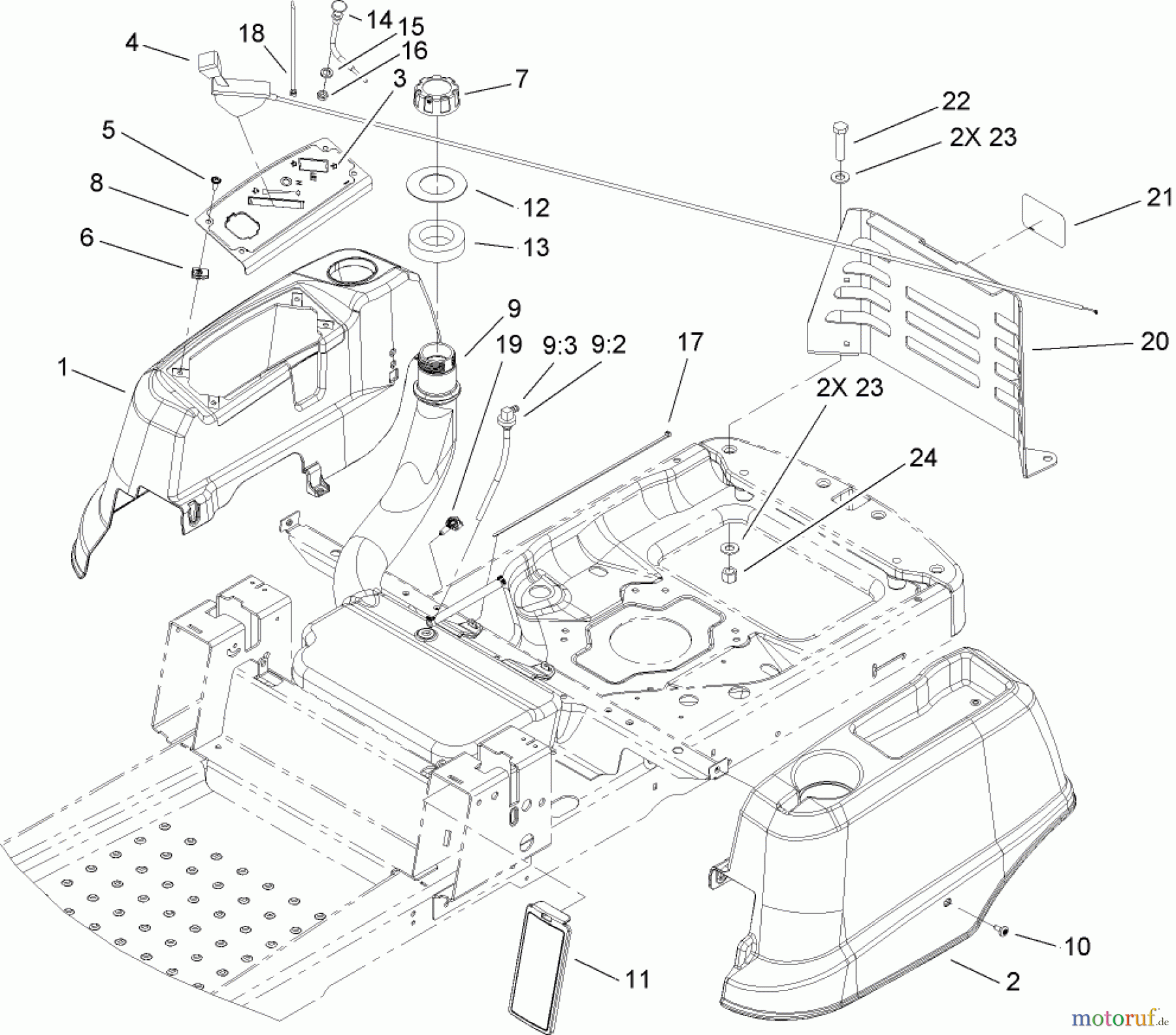  Toro Neu Mowers, Zero-Turn 74372 (Z5020) - Toro TimeCutter Z5020 Riding Mower, 2007 (270000001-270999999) STYLING AND FUEL SYSTEM ASSEMBLY