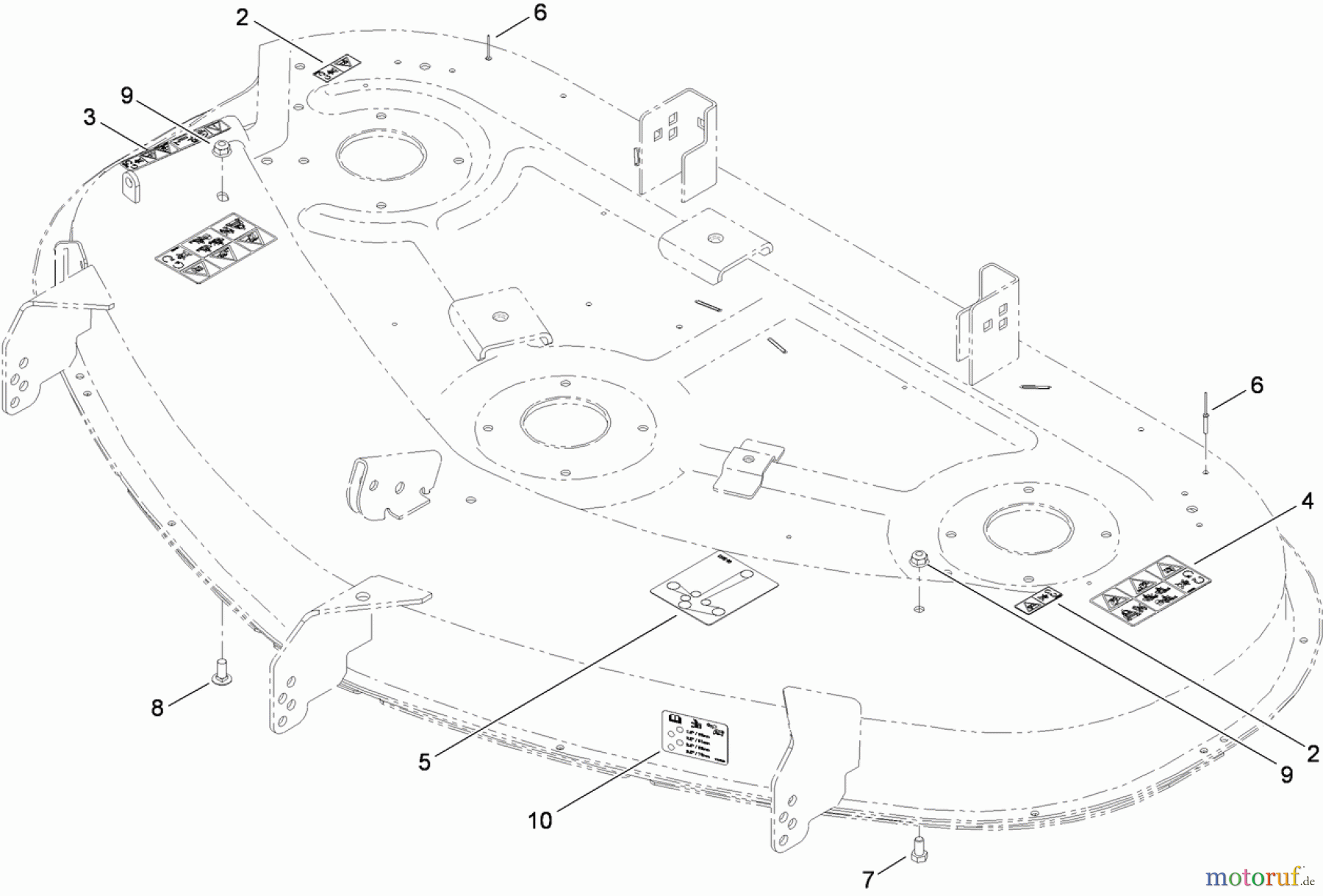  Toro Neu Mowers, Zero-Turn 74375 (Z5060) - Toro TimeCutter Z5060 Riding Mower, 2009 (290000001-290000199) 50 INCH DECK DECAL ASSEMBLY NO. 117-1291