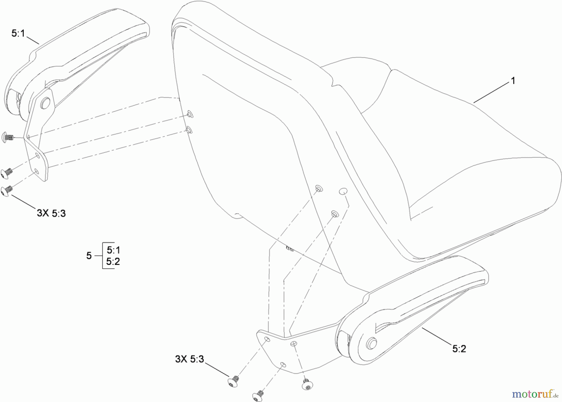  Toro Neu Mowers, Zero-Turn 74376 (Z5035) - Toro TimeCutter Z5035 Riding Mower, 2010 (310000001-310999999) SEAT AND ARMREST KIT ASSEMBLY NO. 117-1227