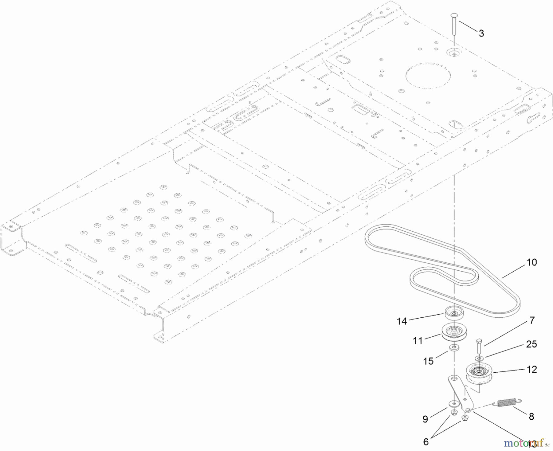  Toro Neu Mowers, Zero-Turn 74390 (ZS 4200TF) - Toro TimeCutter ZS 4200TF Riding Mower, 2012 (SN 312000001-312999999) BELT AND IDLER ASSEMBLY