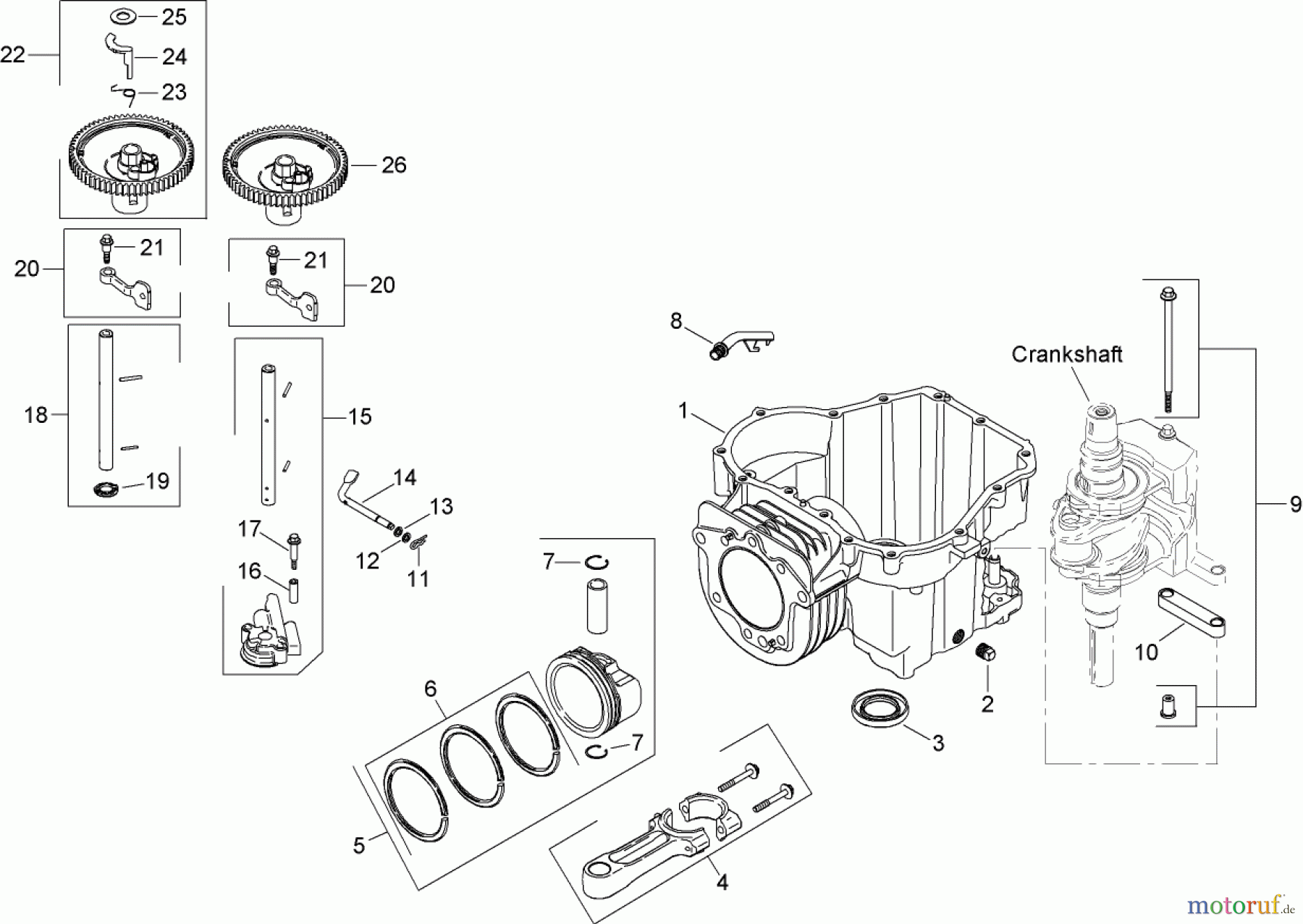  Toro Neu Mowers, Zero-Turn 74391 (Z5000) - Toro TimeCutter Z5000 Riding Mower, 2007 (270000001-270999999) CRANKCASE ASSEMBLY KOHLER SV610S-0022