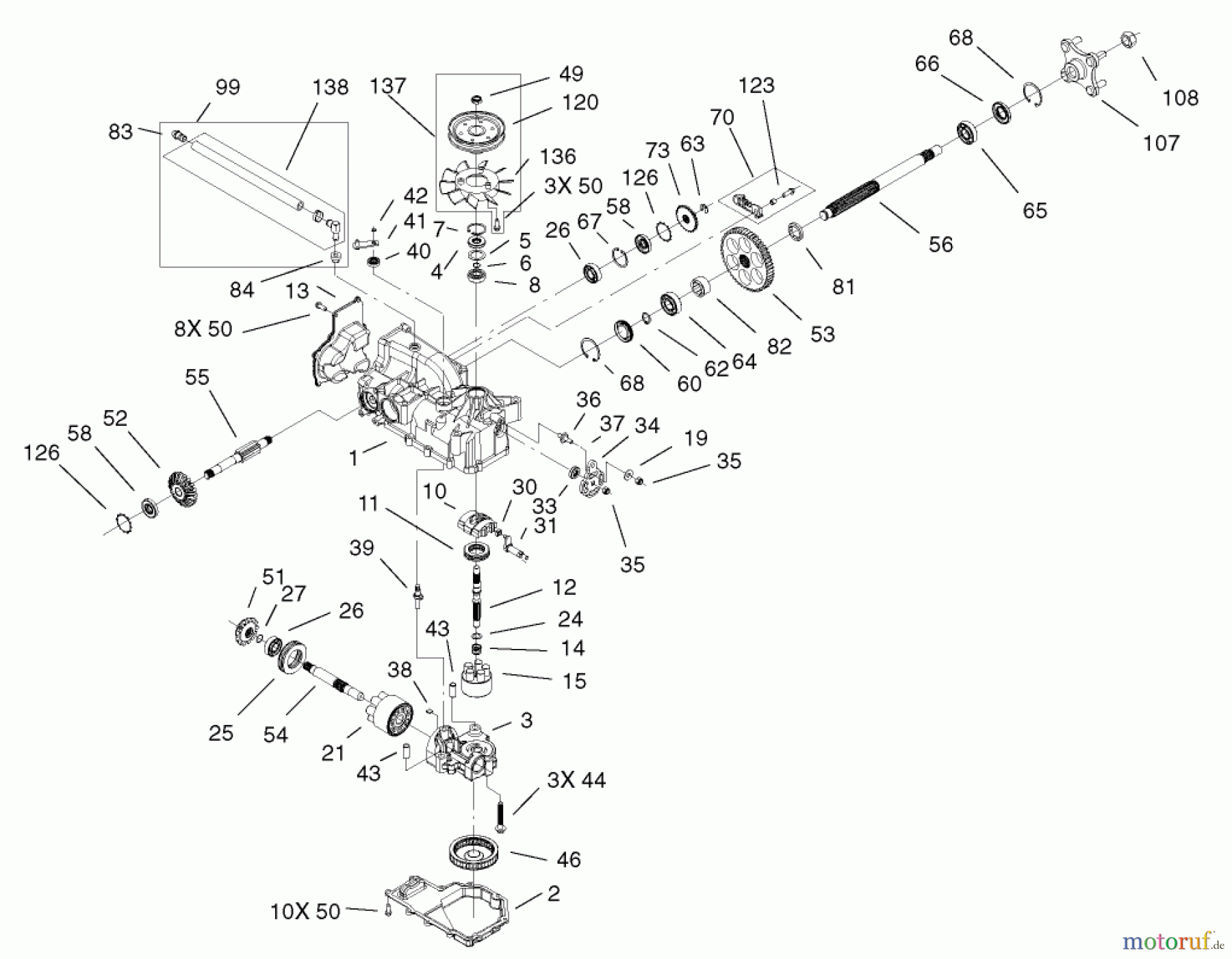  Toro Neu Mowers, Zero-Turn 74401 (Z17-44) - Toro Z17-44 TimeCutter Z Riding Mower, 2002 (220000001-220999999) LH HYDRO TRANSAXLE ASSEMBLY NO. 100-7361