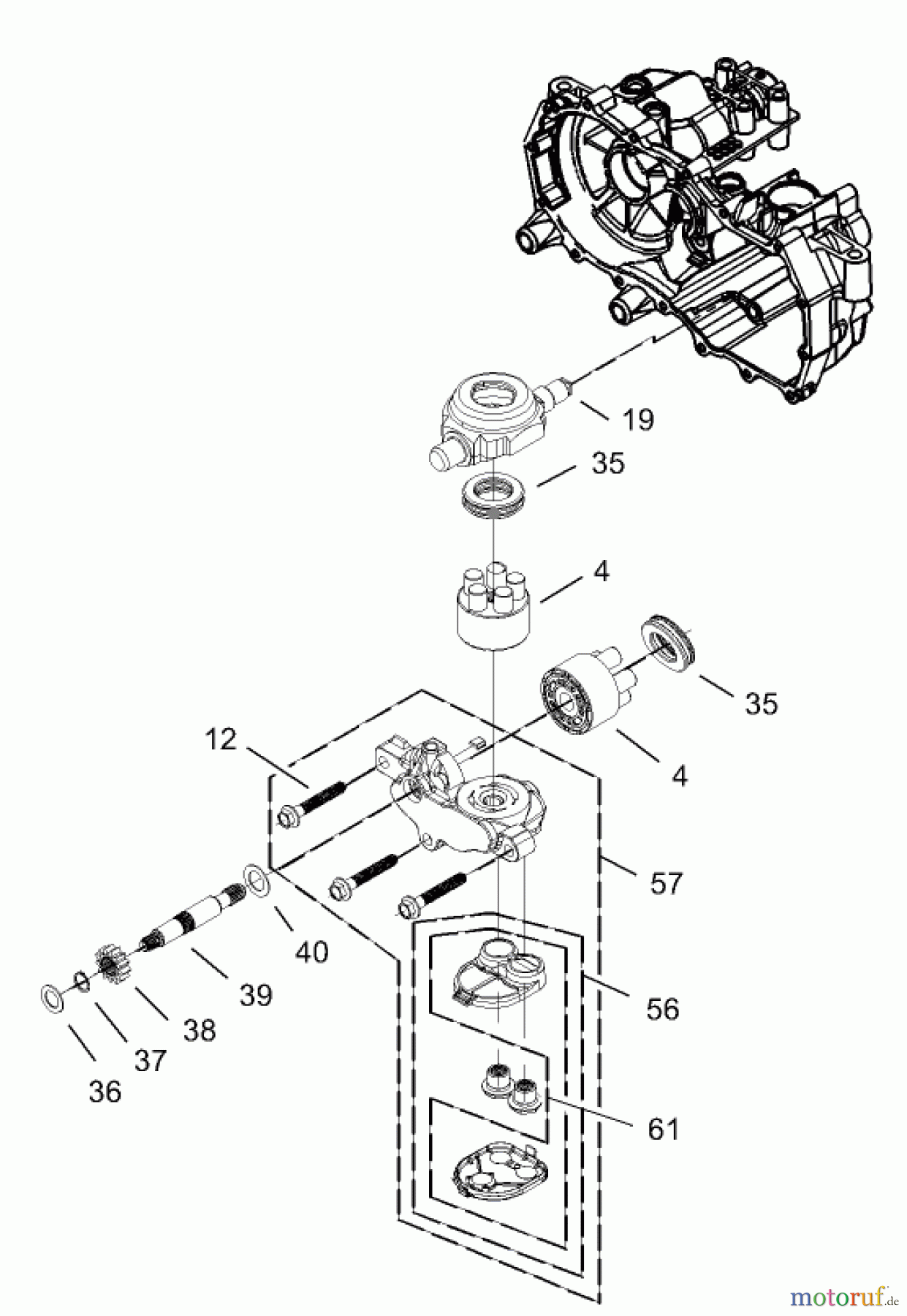  Toro Neu Mowers, Zero-Turn 74402 (14-38Z) - Toro 14-38Z TimeCutter Z Riding Mower, 2003 (230000001-230999999) CYLINDER BLOCK ASSEMBLY RH HYDROSTAT NO. 105-3491
