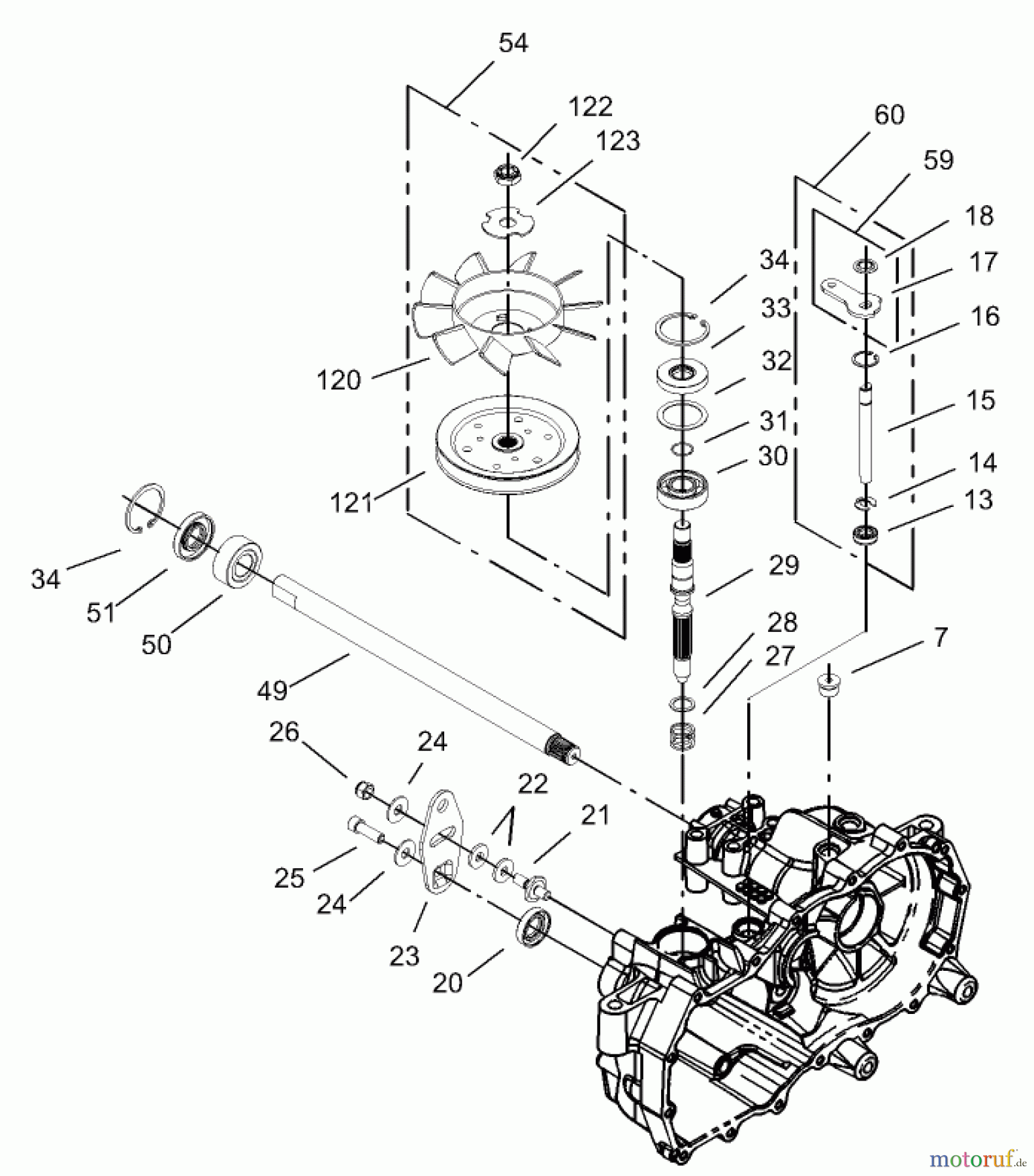  Toro Neu Mowers, Zero-Turn 74402 (14-38Z) - Toro 14-38Z TimeCutter Z Riding Mower, 2003 (230000001-230999999) FAN AND PULLEY ASSEMBLY LH HYDROSTAT NO. 105-3492