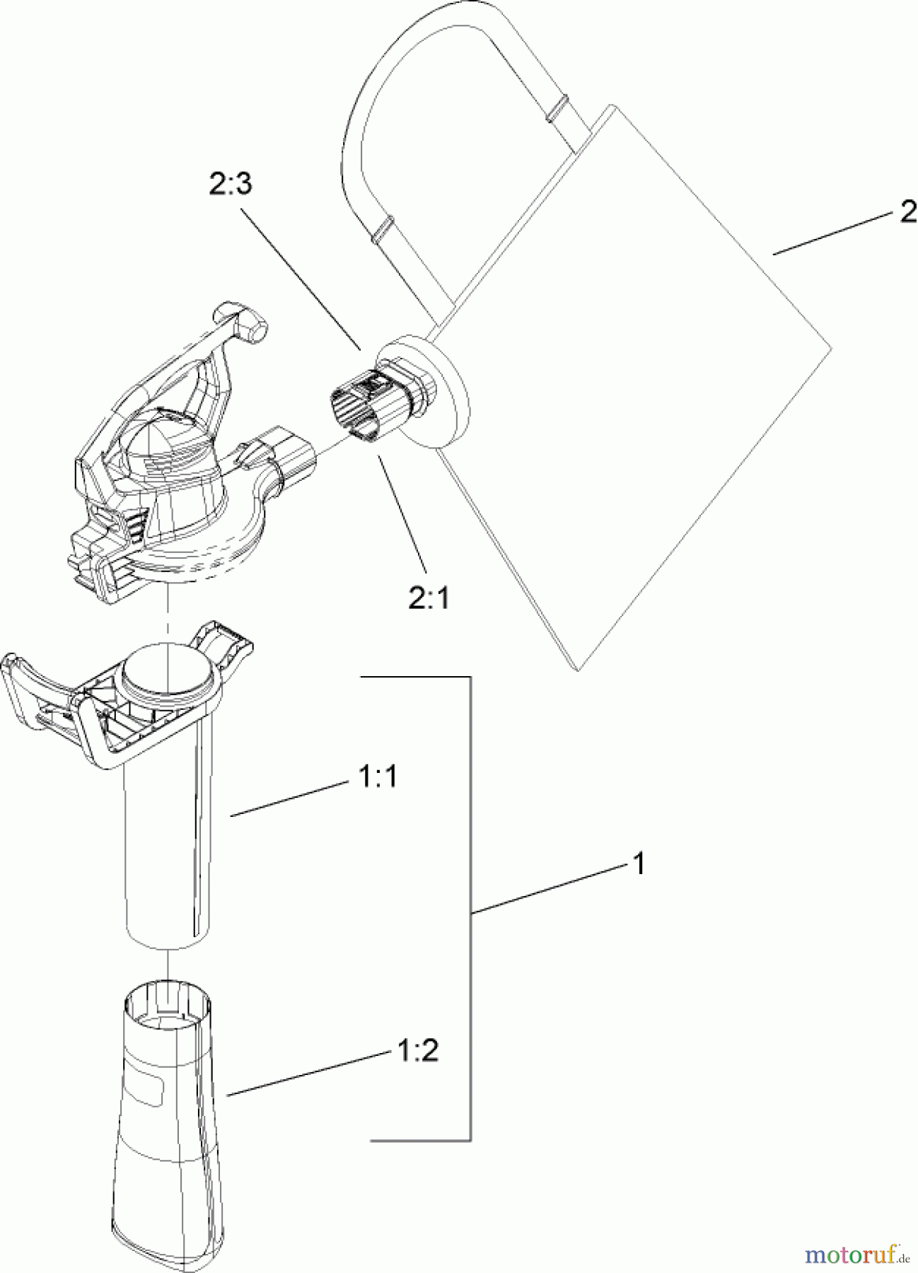  Toro Neu Blowers/Vacuums/Chippers/Shredders 51598 (225) - Toro Ultra 225 Blower/Vacuum, 2007 (270000001-270999999) VACUUM TUBE AND BAG ASSEMBLY