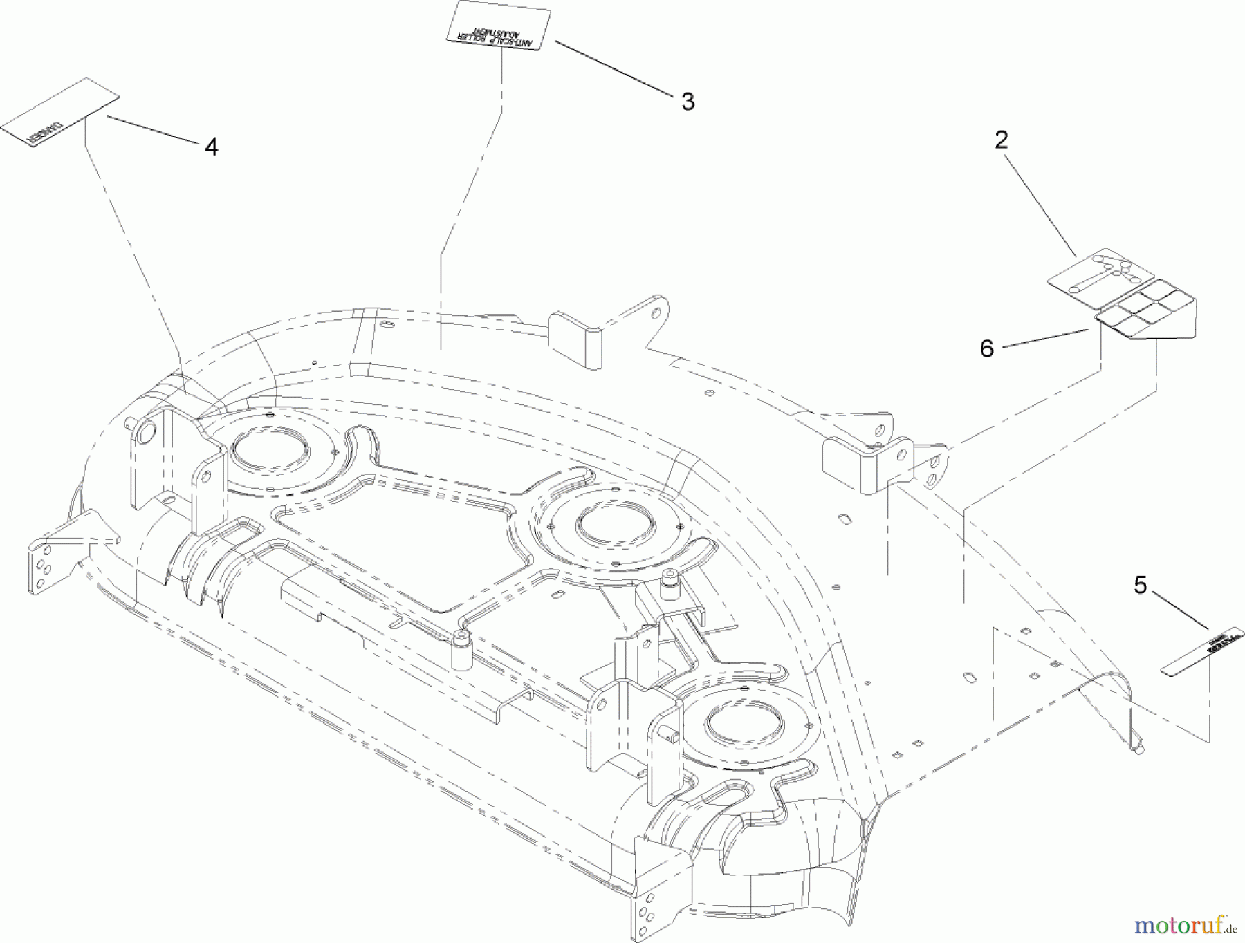  Toro Neu Mowers, Zero-Turn 74406 (ZX440) - Toro TimeCutter ZX440 Riding Mower, 2006 (260000001-260000240) 44IN DECK AND DECAL ASSEMBLY NO. 105-6967