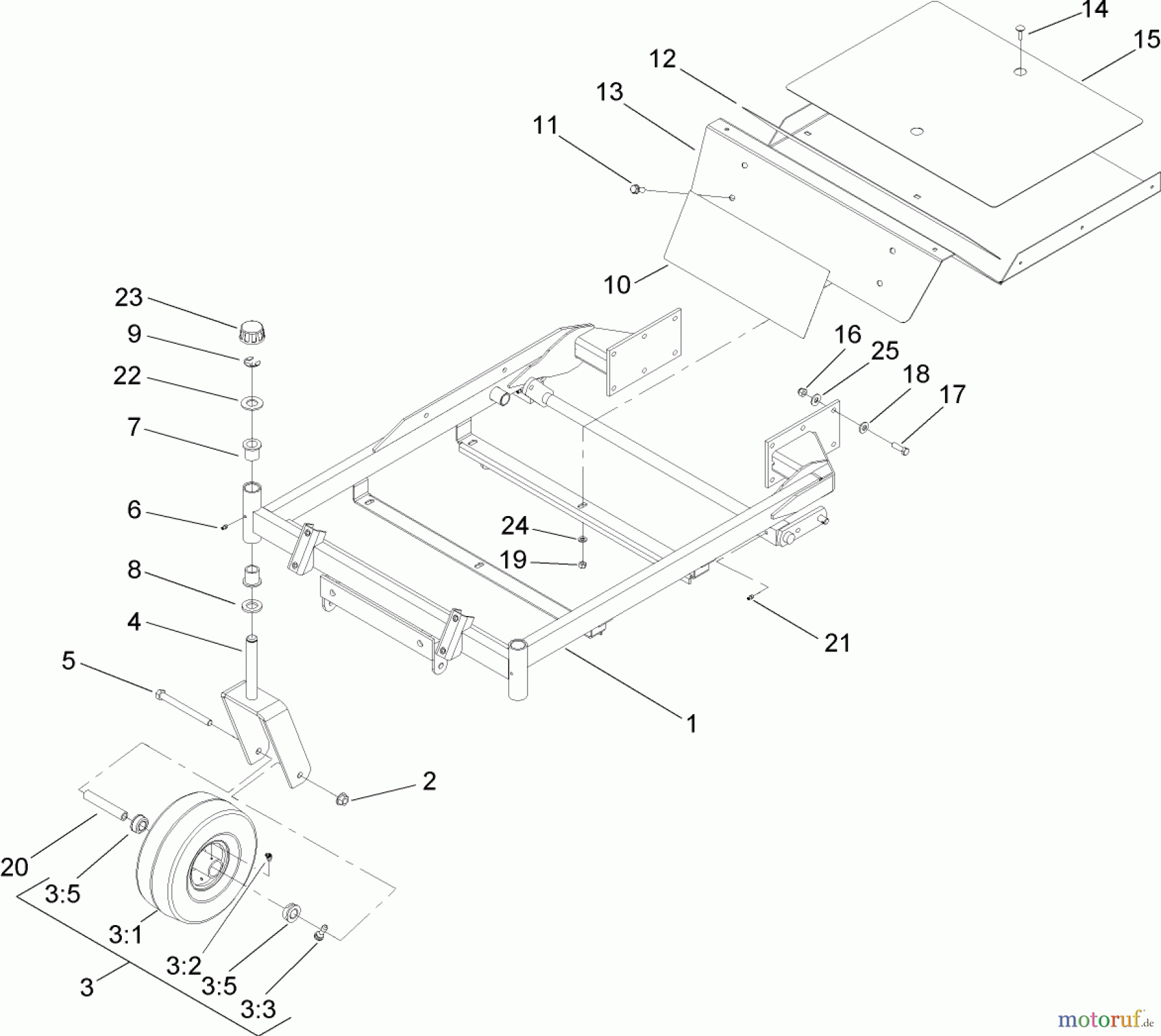 Toro Neu Mowers, Zero-Turn 74407 (ZX525) - Toro TimeCutter ZX525 Riding Mower, 2005 (250000001-250999999) FRAME AND CASTER ASSEMBLY