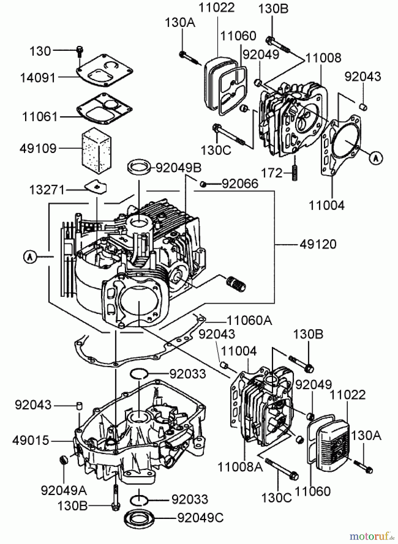  Toro Neu Mowers, Zero-Turn 74407 (ZX525) - Toro TimeCutter ZX525 Riding Mower, 2007 (270000001-270999999) CYLINDER AND CRANKCASE ASSEMBLY KAWASAKI FH541V-BS50-R