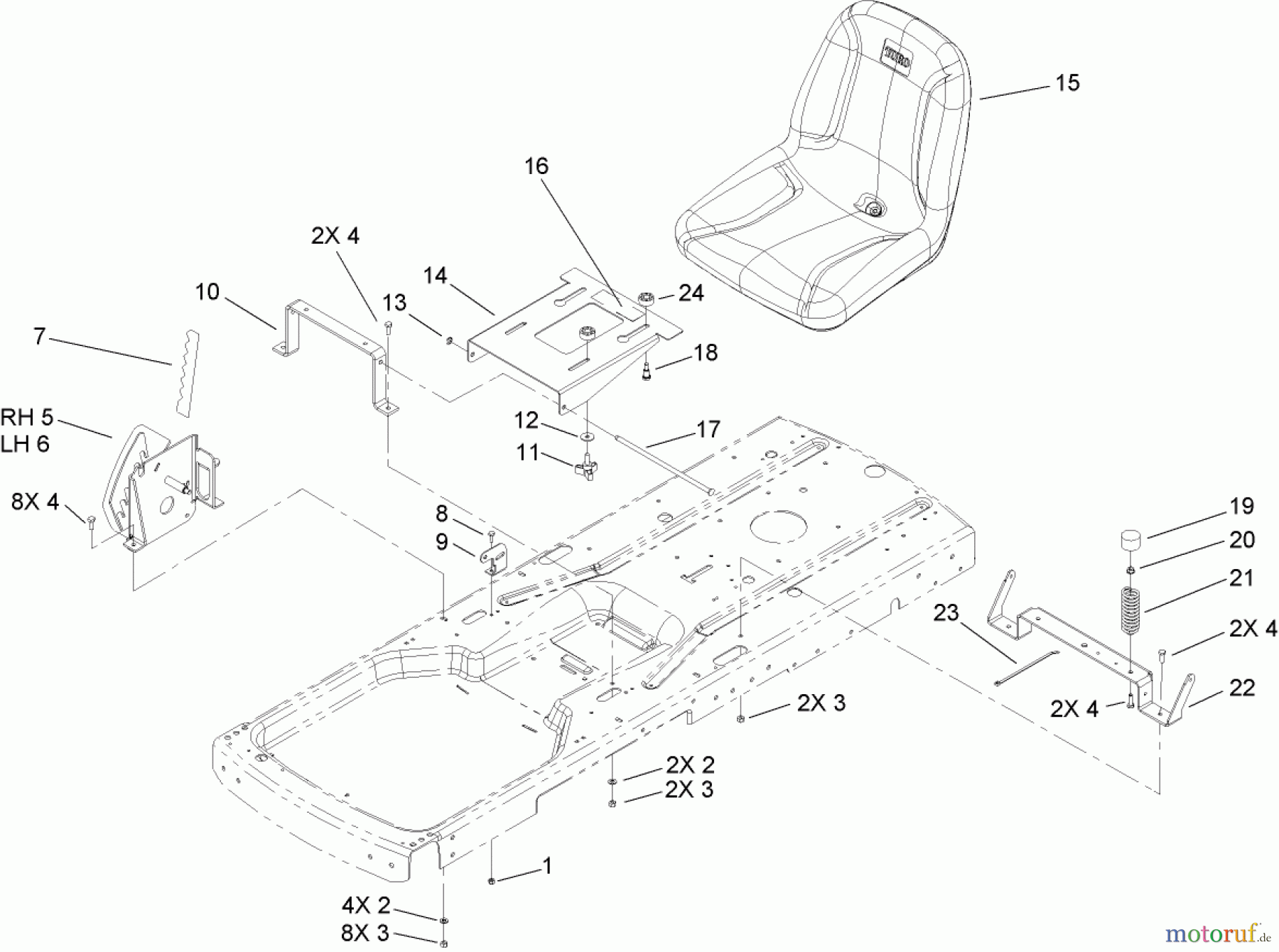  Toro Neu Mowers, Zero-Turn 74425 (Z530) - Toro TimeCutter Z530 Riding Mower, 2007 (270000001-270999999) SEAT ASSEMBLY