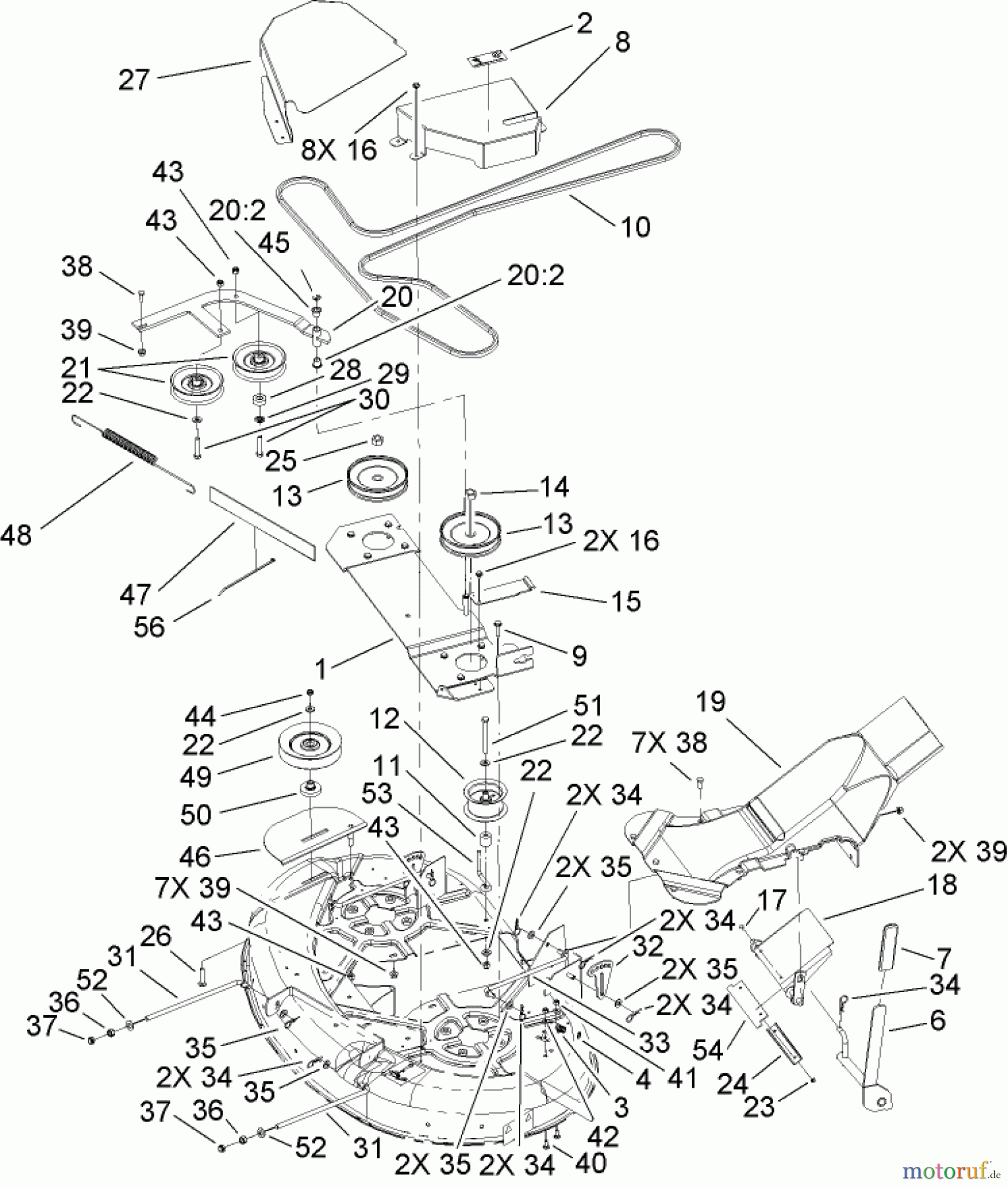  Toro Neu Mowers, Zero-Turn 74433 (ZD420) - Toro TimeCutter ZD420 Riding Mower, 2008 (280000001-280999999) 42 INCH TOP DECK ASSEMBLY