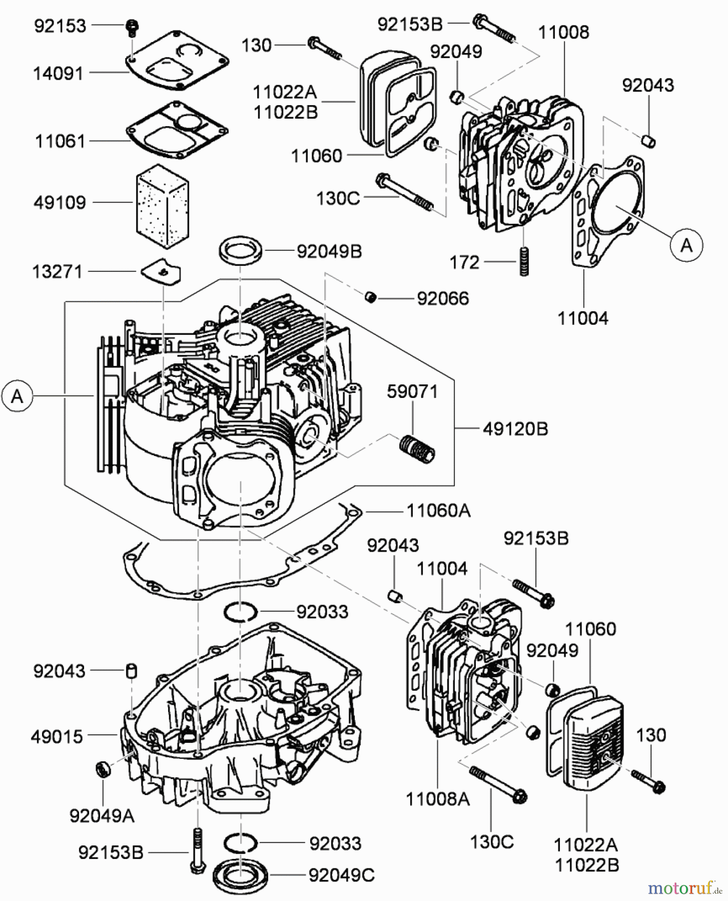  Toro Neu Mowers, Zero-Turn 74437 (ZD420T) - Toro TimeCutter ZD420T Riding Mower, 2011 (311000001-311999999) CYLINDER AND CRANKCASE ASSEMBLY KAWASAKI FH541V-CS50