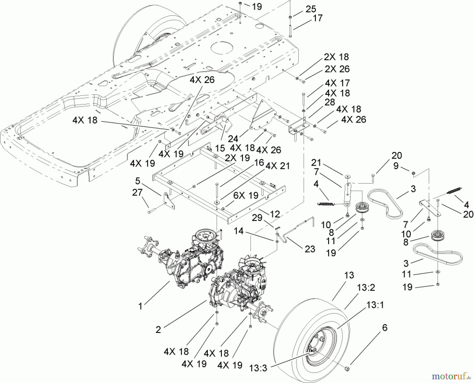  Toro Neu Mowers, Zero-Turn 74437 (ZD420T) - Toro TimeCutter ZD420T Riding Mower, 2011 (311000001-311999999) DRIVE ASSEMBLY