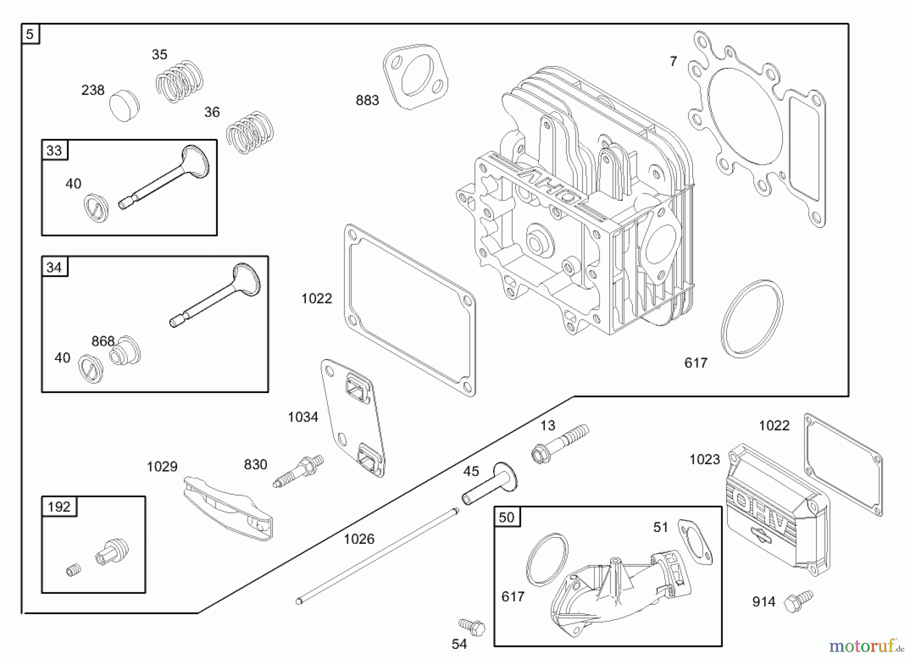 Toro Neu Mowers, Zero-Turn 74502 (17-44ZX) - Toro 17-44ZX TimeCutter ZX Riding Mower, 2003 (230000001-230999999) CYLINDER HEAD ASSEMBLY ENGINE BRIGGS AND STRATTON MODEL 31F777-0161-E1