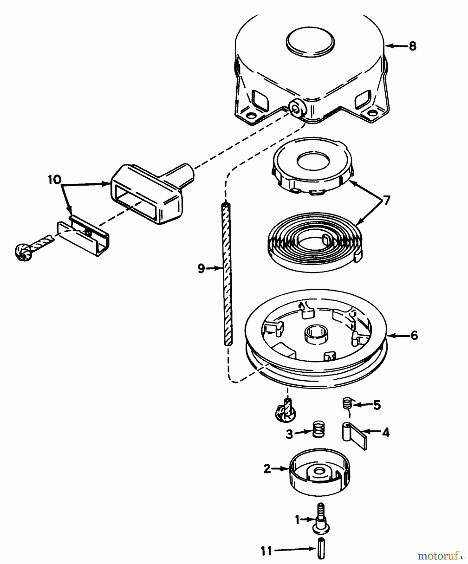  Toro Neu Blowers/Vacuums/Chippers/Shredders 62837 - Toro Shredder, 1974 (4000001-4999999) REWIND STARTER NO. 590420