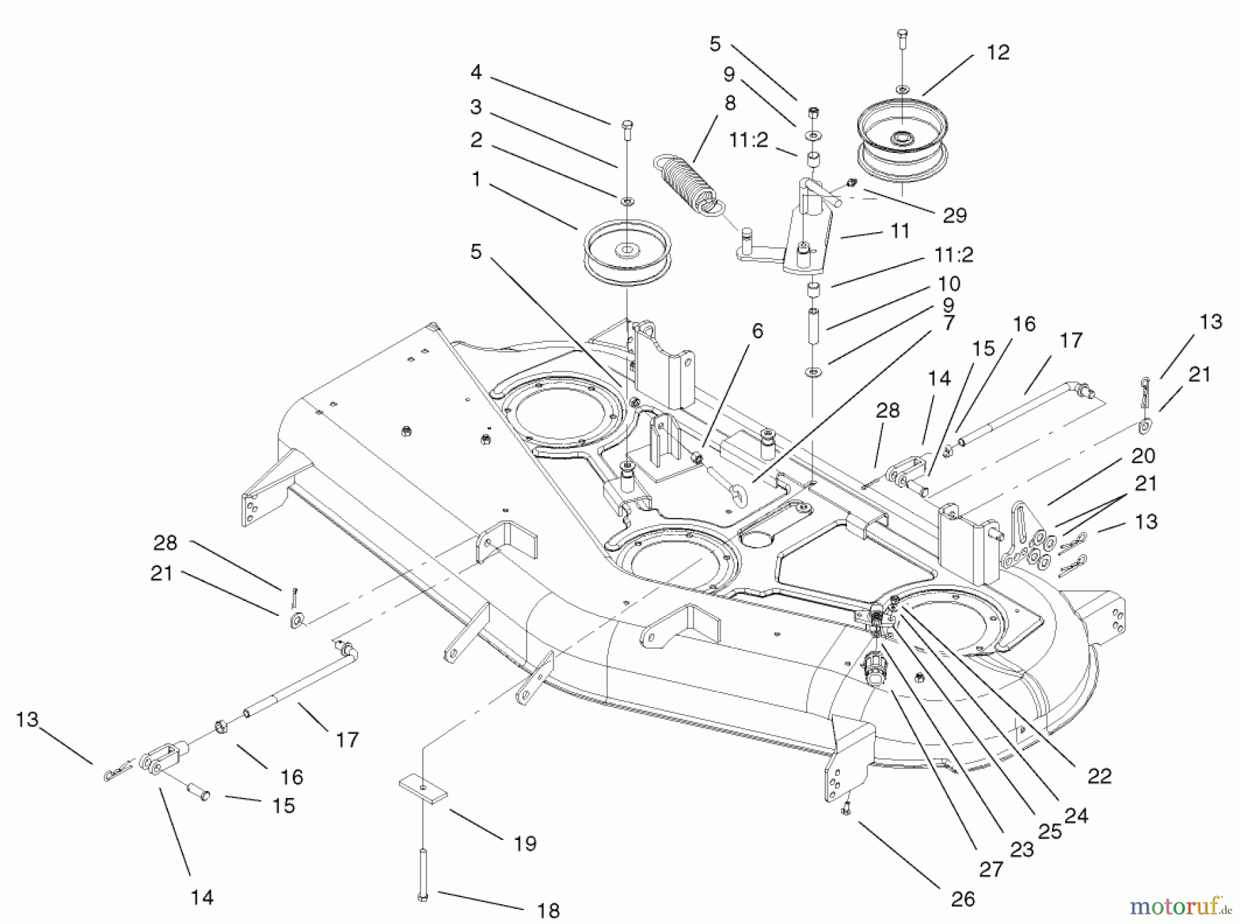  Toro Neu Mowers, Zero-Turn 74601 (Z17-44) - Toro Z17-44 TimeCutter Z Riding Mower, 2002 (220000001-220000912) 44IN DECK BELT DRIVE AND LIFT ASSEMBLY