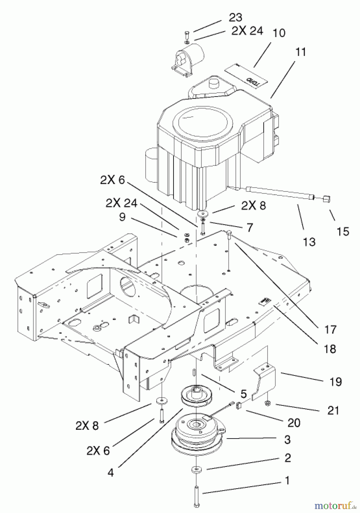Toro Neu Mowers, Zero-Turn 74601 (Z17-44) - Toro Z17-44 TimeCutter Z Riding Mower, 2002 (220000913-220999999) ENGINE AND CLUTCH ASSEMBLY