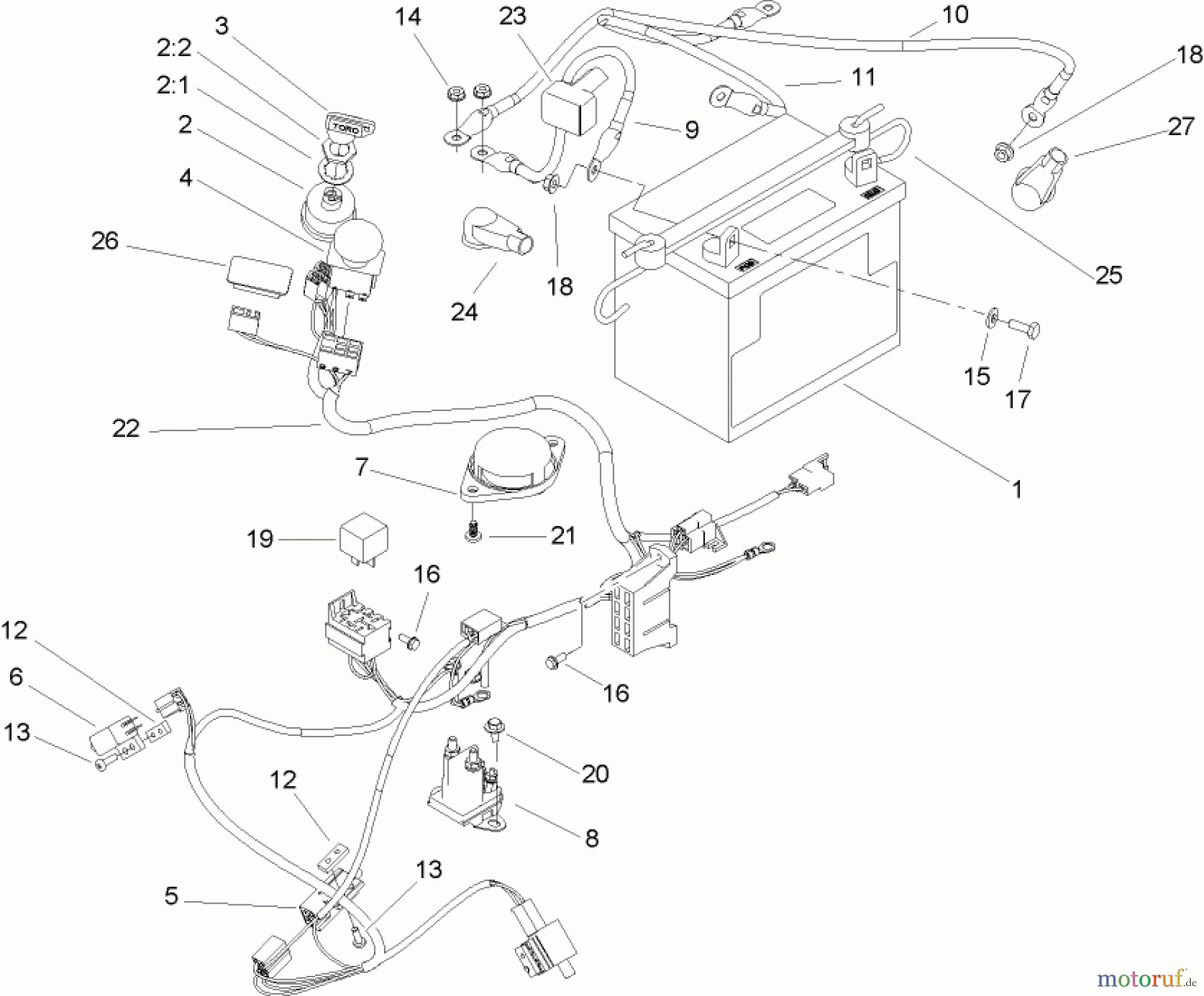  Toro Neu Mowers, Zero-Turn 74602 (18-44ZX) - Toro 18-44ZX TimeCutter ZX Riding Mower, 2004 (240000001-240999999) ELECTRICAL ASSEMBLY