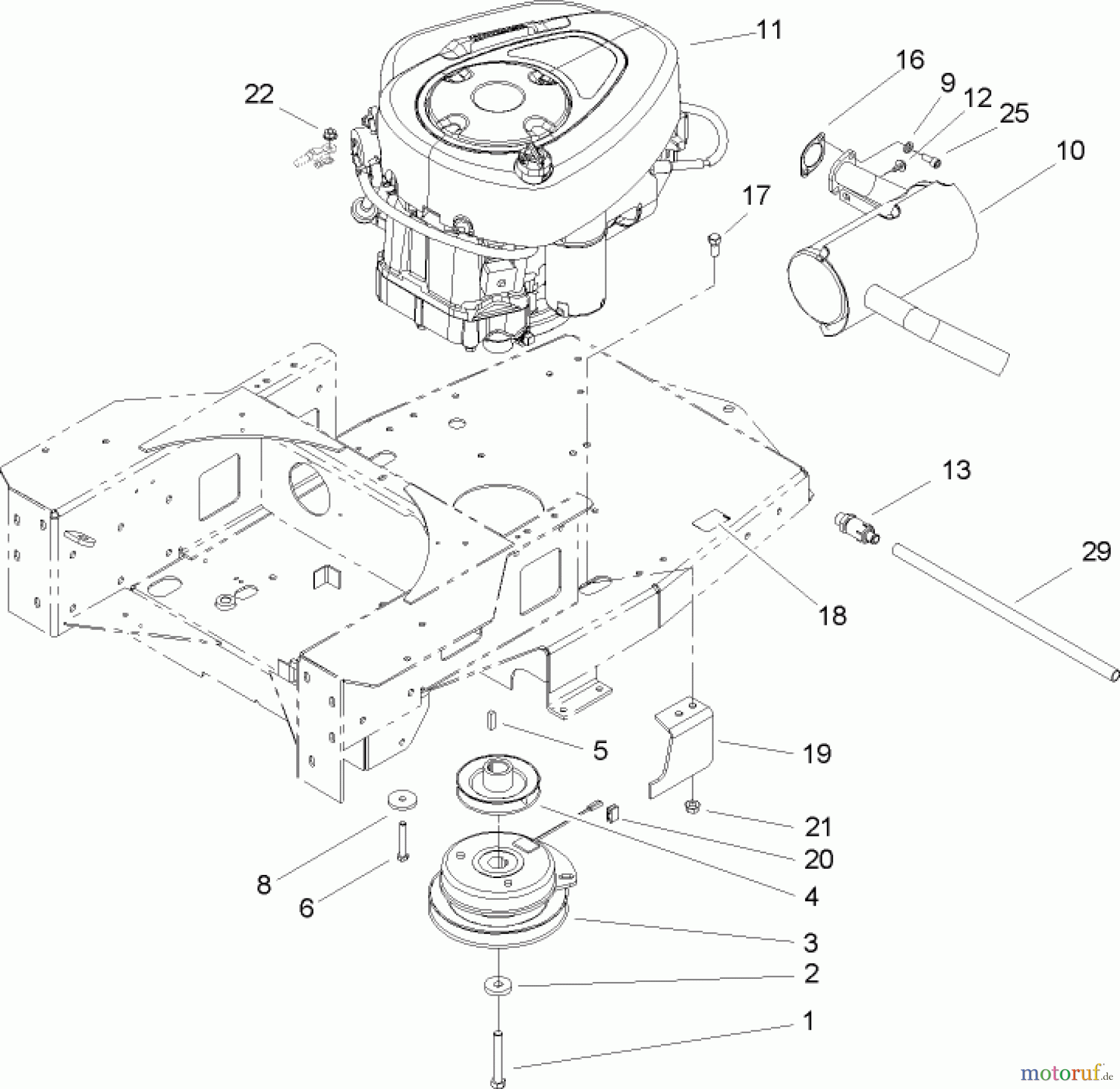 Toro Neu Mowers, Zero-Turn 74602 (18-44ZX) - Toro 18-44ZX TimeCutter ZX Riding Mower, 2004 (240000001-240999999) ENGINE AND CLUTCH ASSEMBLY
