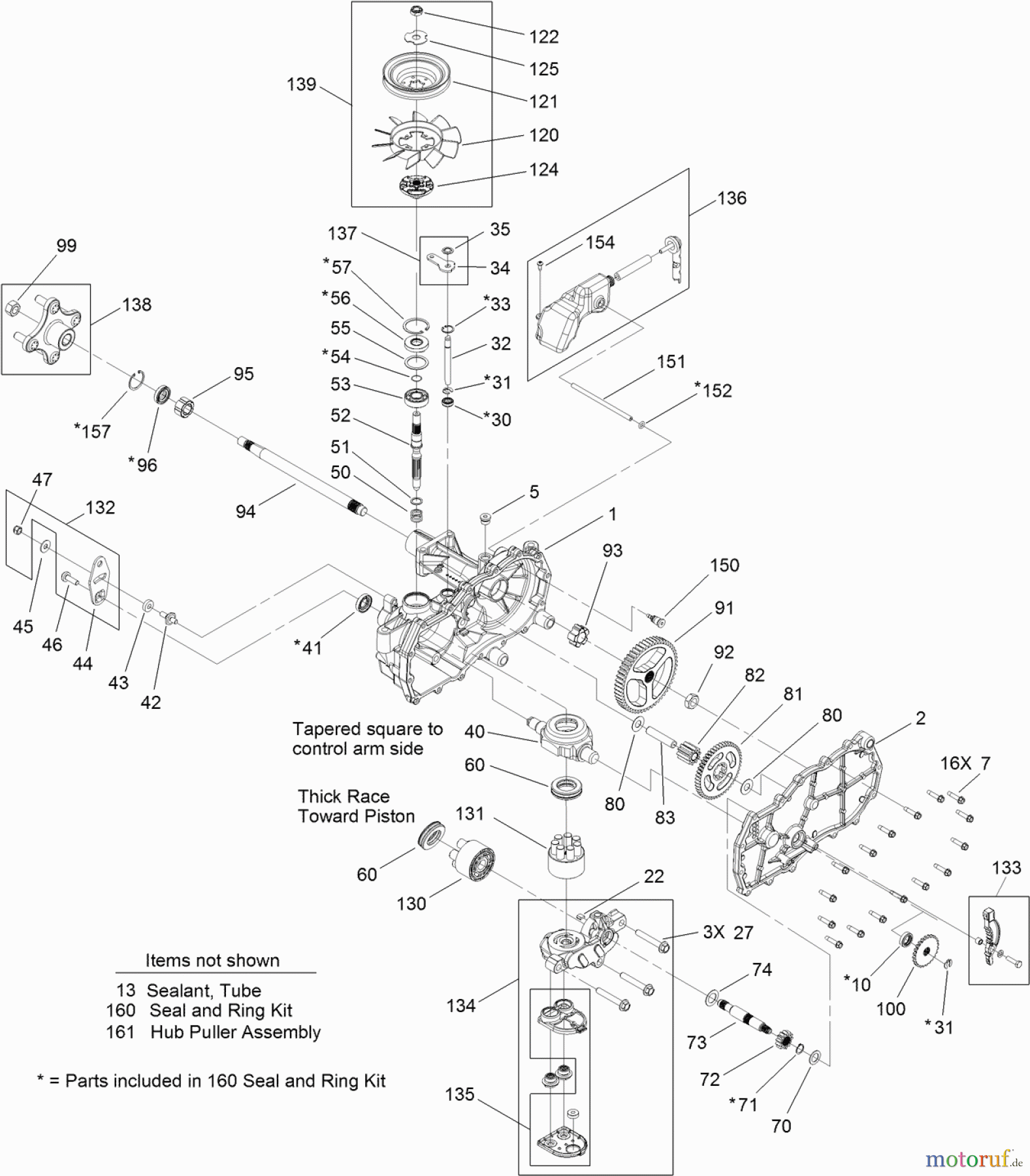  Toro Neu Mowers, Zero-Turn 74620 (3200) - Toro TimeCutter SS 3200 Riding Mower, 2011 (311000001-311999999) RIGHT HAND HYDRO TRANSAXLE ASSEMBLY NO. 119-3331