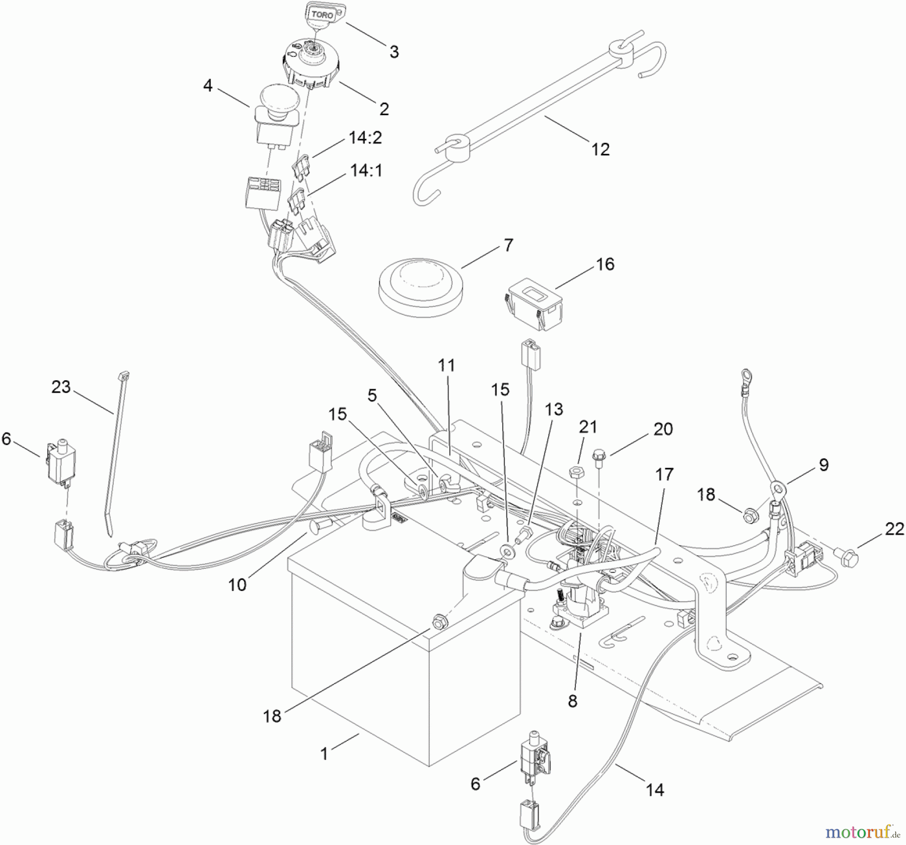  Toro Neu Mowers, Zero-Turn 74641 (5060) - Toro TimeCutter MX 5060 Riding Mower, 2012 (SN 312000001-312999999) ELECTRICAL ASSEMBLY