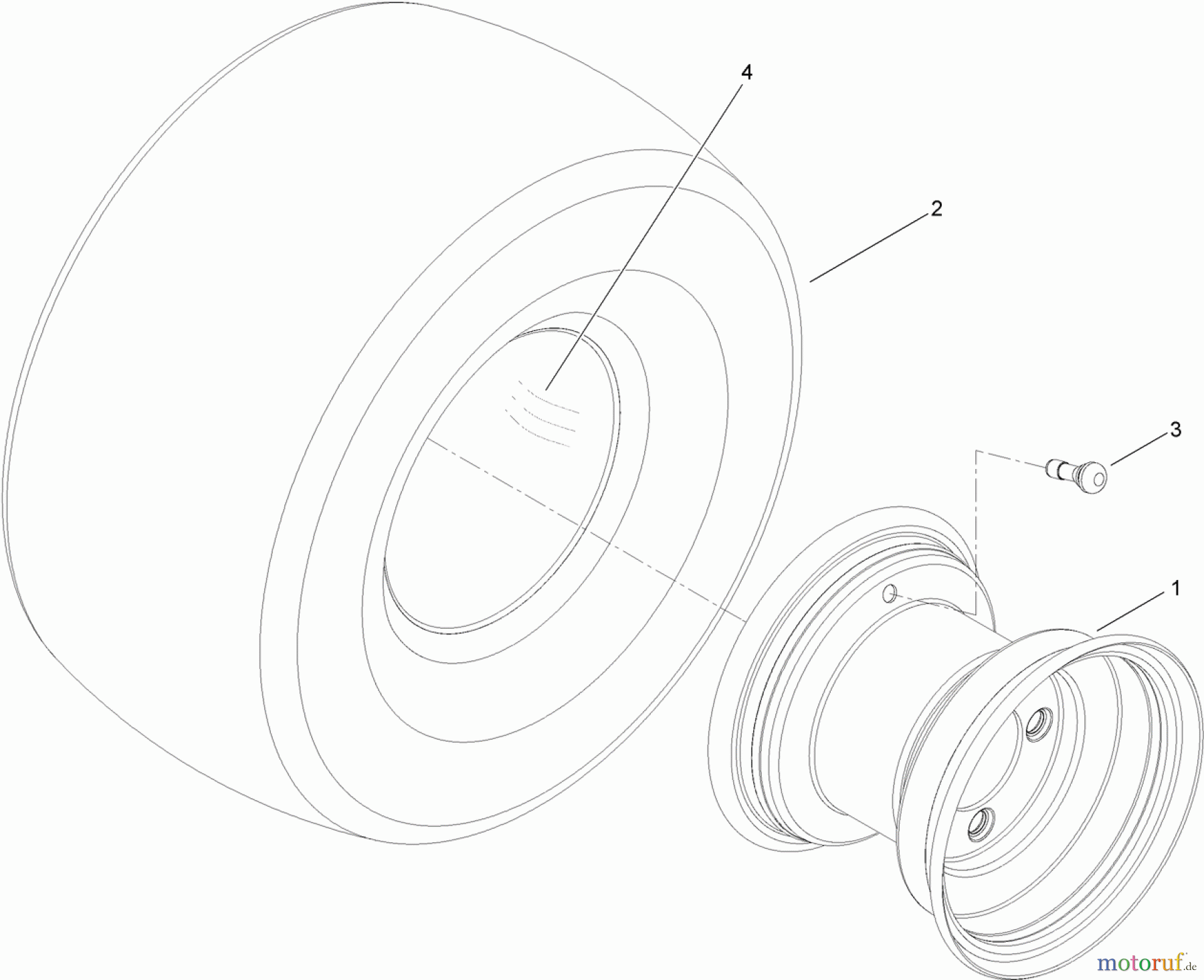  Toro Neu Mowers, Zero-Turn 74641 (5060) - Toro TimeCutter MX 5060 Riding Mower, 2012 (SN 312000001-312999999) WHEEL AND TIRE ASSEMBLY NO. 125-1758