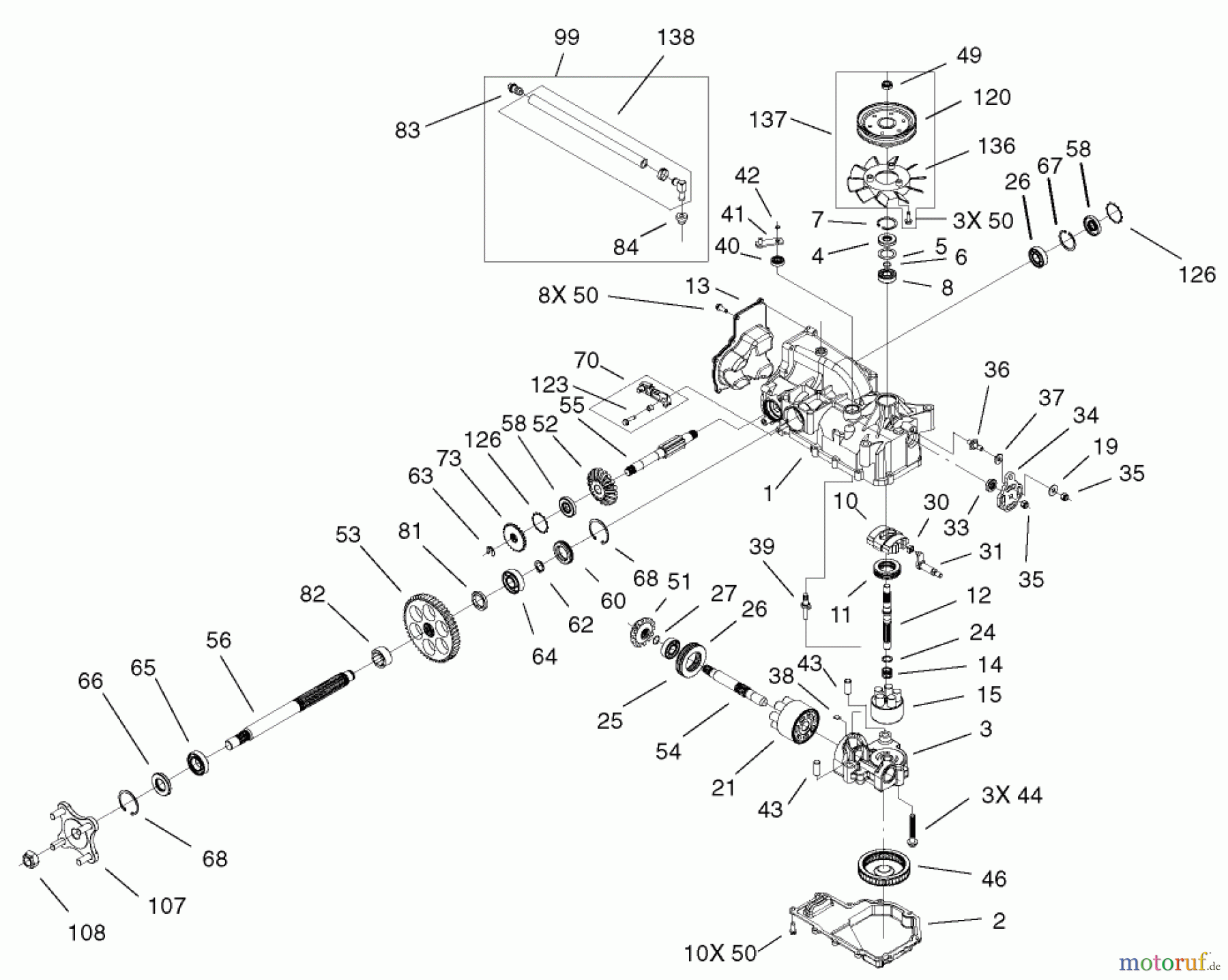  Toro Neu Mowers, Zero-Turn 74701 (Z17-52) - Toro Z17-52 TimeCutter Z Riding Mower, 2001 (210000001-210999999) RIGHT HAND HYDRO TRANSAXLE ASSEMBLY NO. 100-7360