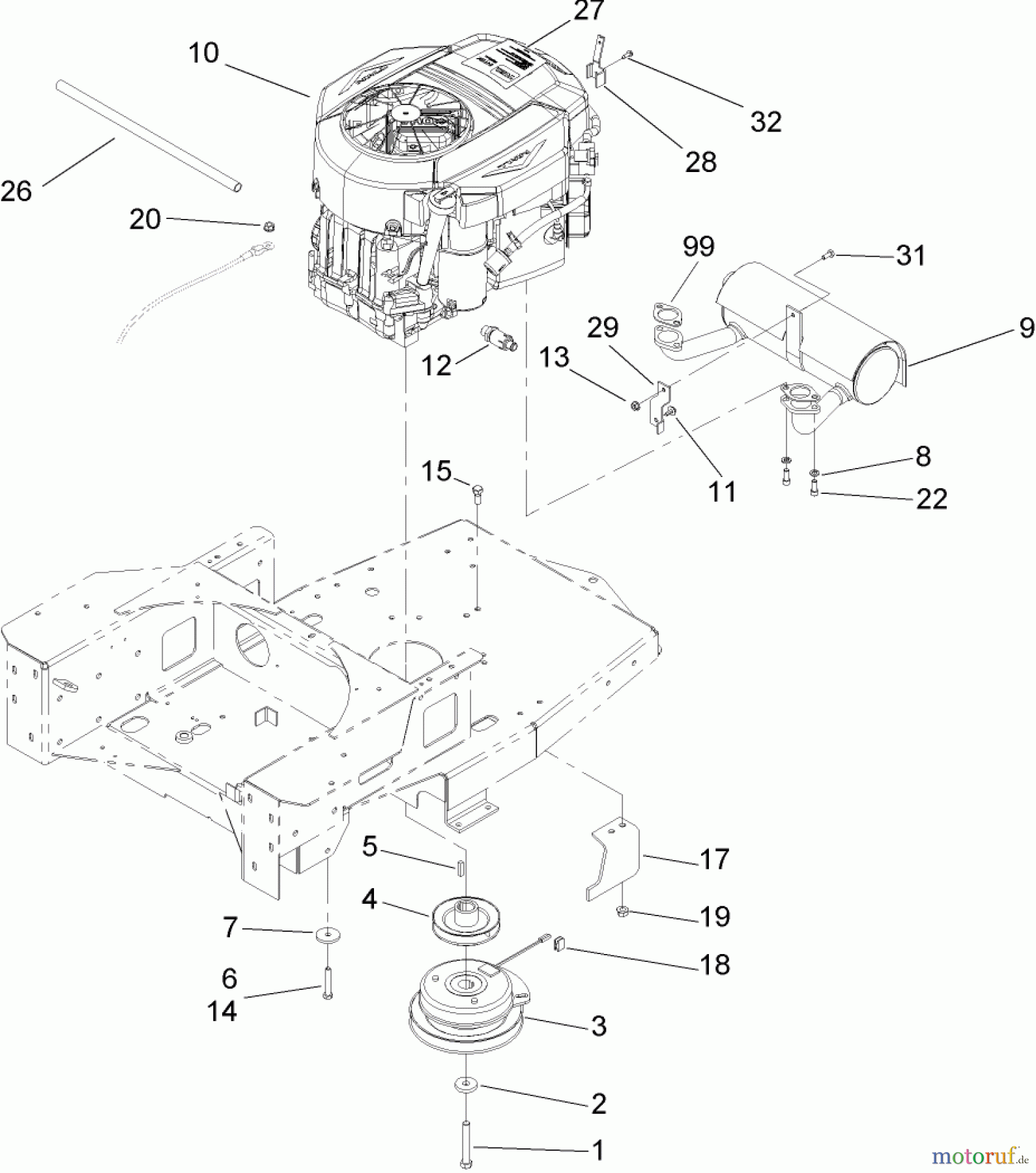  Toro Neu Mowers, Zero-Turn 74704 (ZX480) - Toro TimeCutter ZX480 Riding Mower, 2005 (250000001-250999999) ENGINE ASSEMBLY
