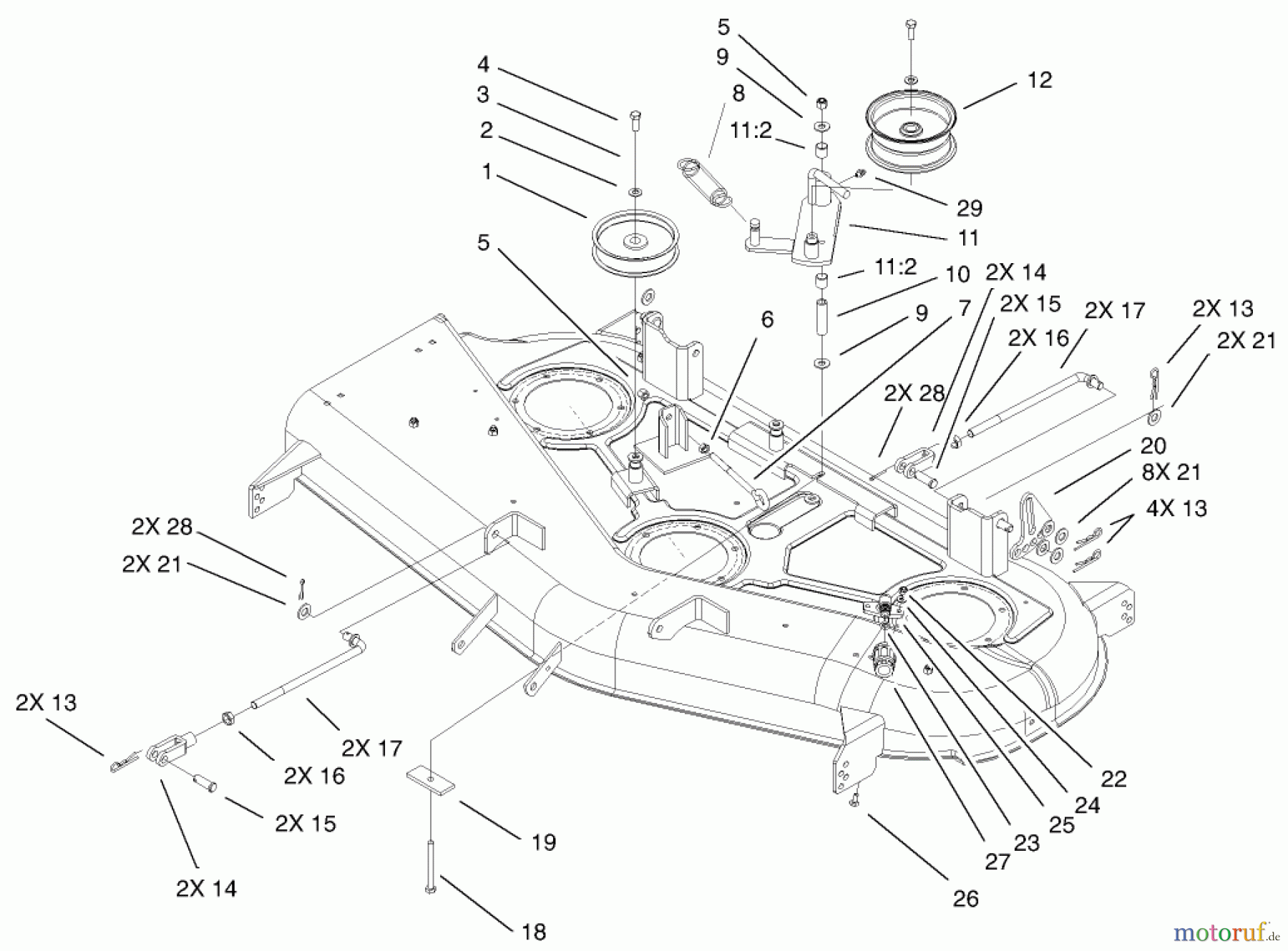  Toro Neu Mowers, Zero-Turn 74801 (Z18-52) - Toro Z18-52 TimeCutter Z Riding Mower, 2002 (220000001-220999999) 52 INCH DECK BELT DRIVE AND LIFT ASSEMBLY