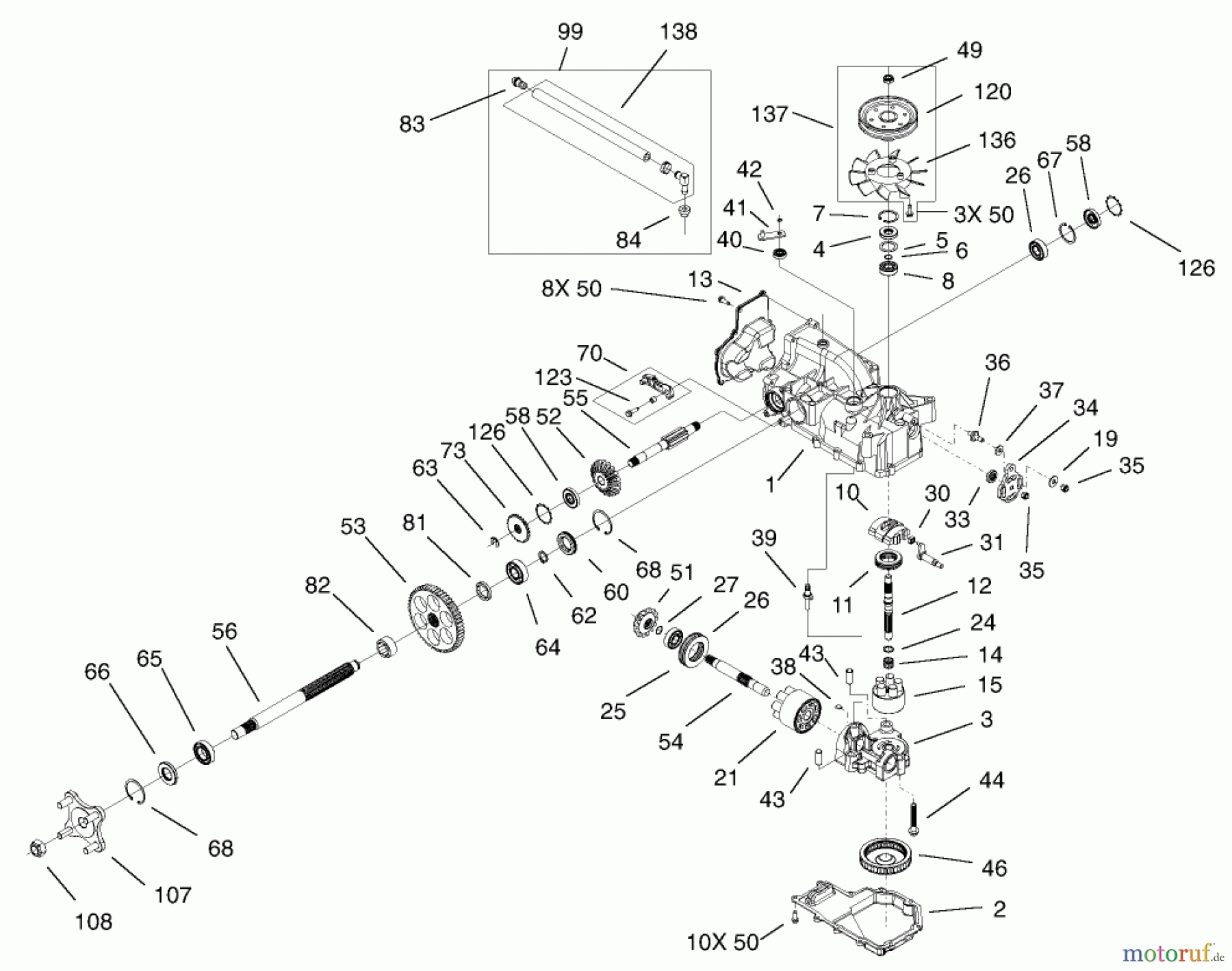  Toro Neu Mowers, Zero-Turn 74801 (Z18-52) - Toro Z18-52 TimeCutter Z Riding Mower, 2002 (220000001-220999999) RH HYDRO TRANSAXLE ASSEMBLY NO. 100-7360