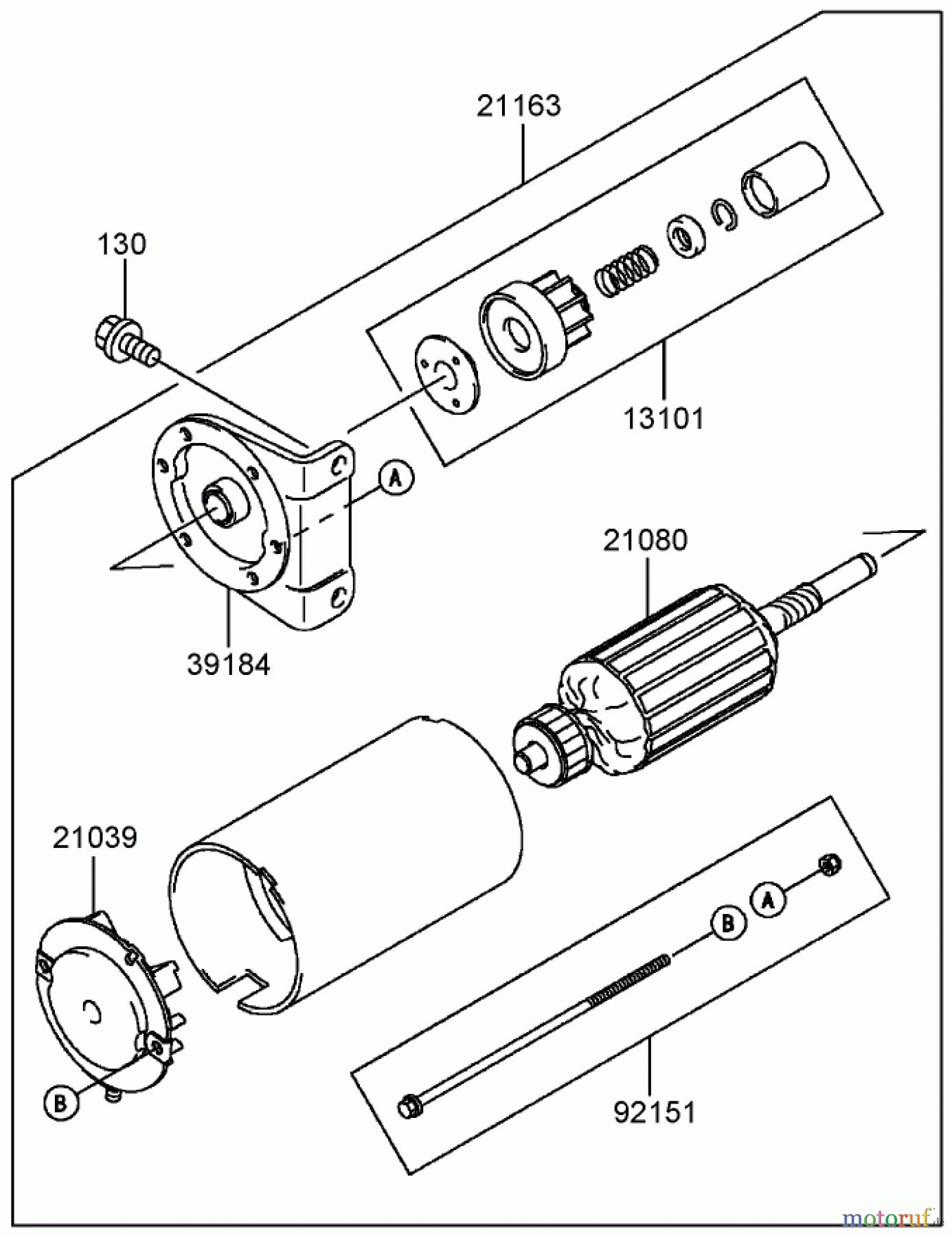 Toro Neu Mowers, Zero-Turn 74806 (ZX525) - Toro TimeCutter ZX525 Riding Mower, 2006 (260000001-260999999) STARTER ASSEMBLY KAWASAKI FH580V-CS13-R