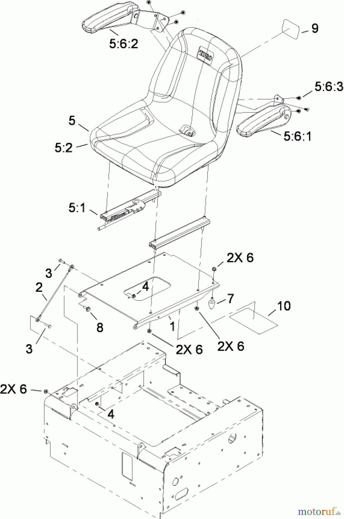 Toro Neu Mowers, Zero-Turn 74812 (Z4800) - Toro TITAN Z4800 Zero-Turn-Radius Riding Mower, 2008 (280000001-280999999) SEAT ASSEMBLY