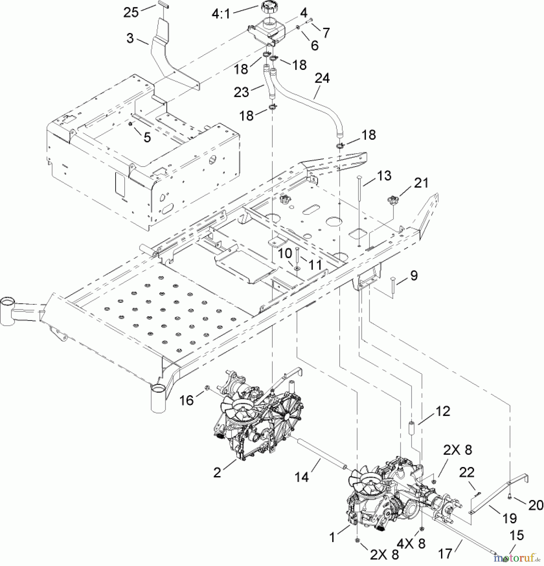  Toro Neu Mowers, Zero-Turn 74812 (Z4800) - Toro TITAN Z4800 Zero-Turn-Radius Riding Mower, 2008 (280000001-280999999) TRANSMISSION ASSEMBLY