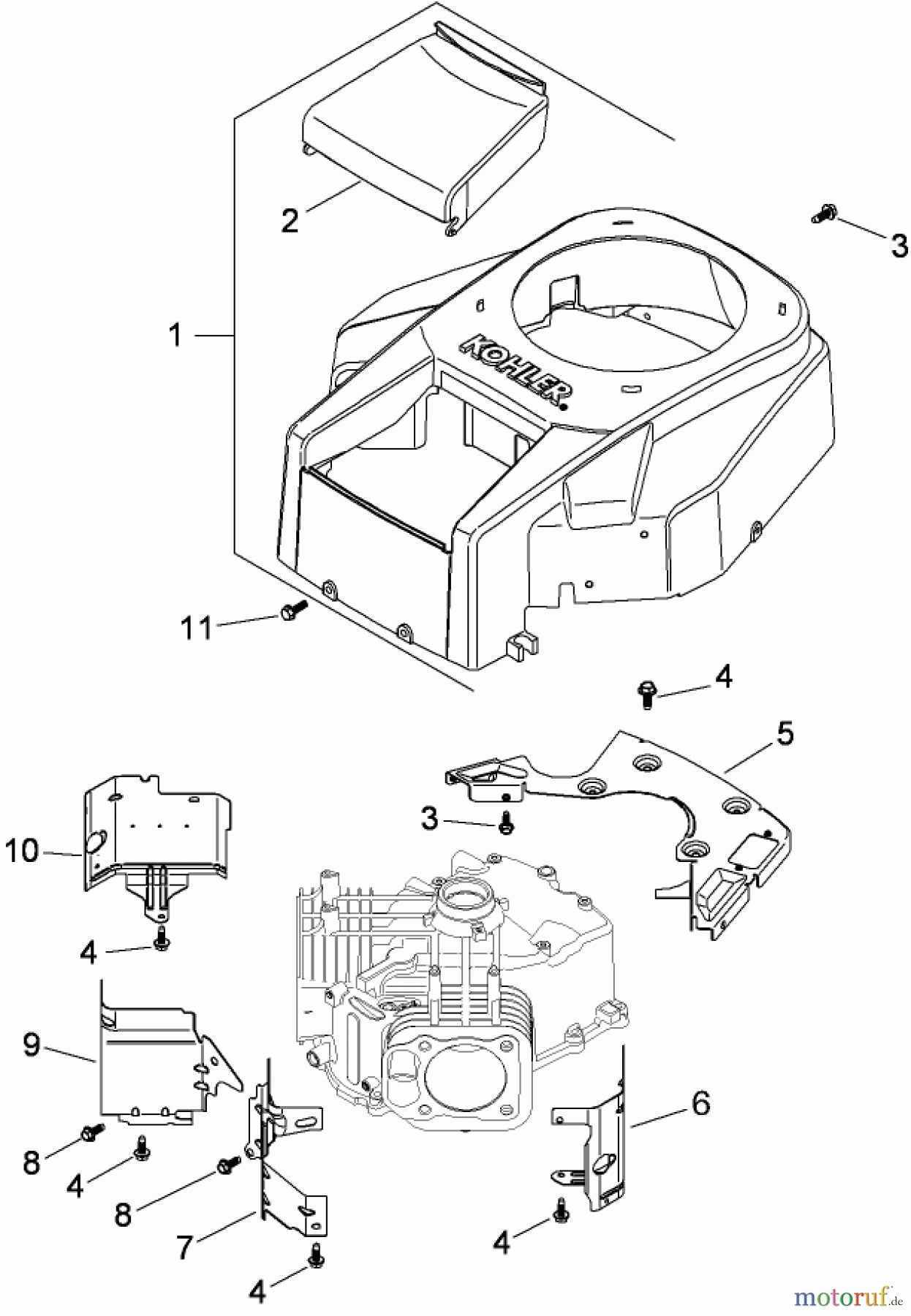  Toro Neu Mowers, Zero-Turn 74813 (Z4800) - Toro TITAN Z4800 Zero-Turn-Radius Riding Mower, 2008 (280000001-280999999) BLOWER HOUSING ASSEMBLY KOHLER SV820-0012
