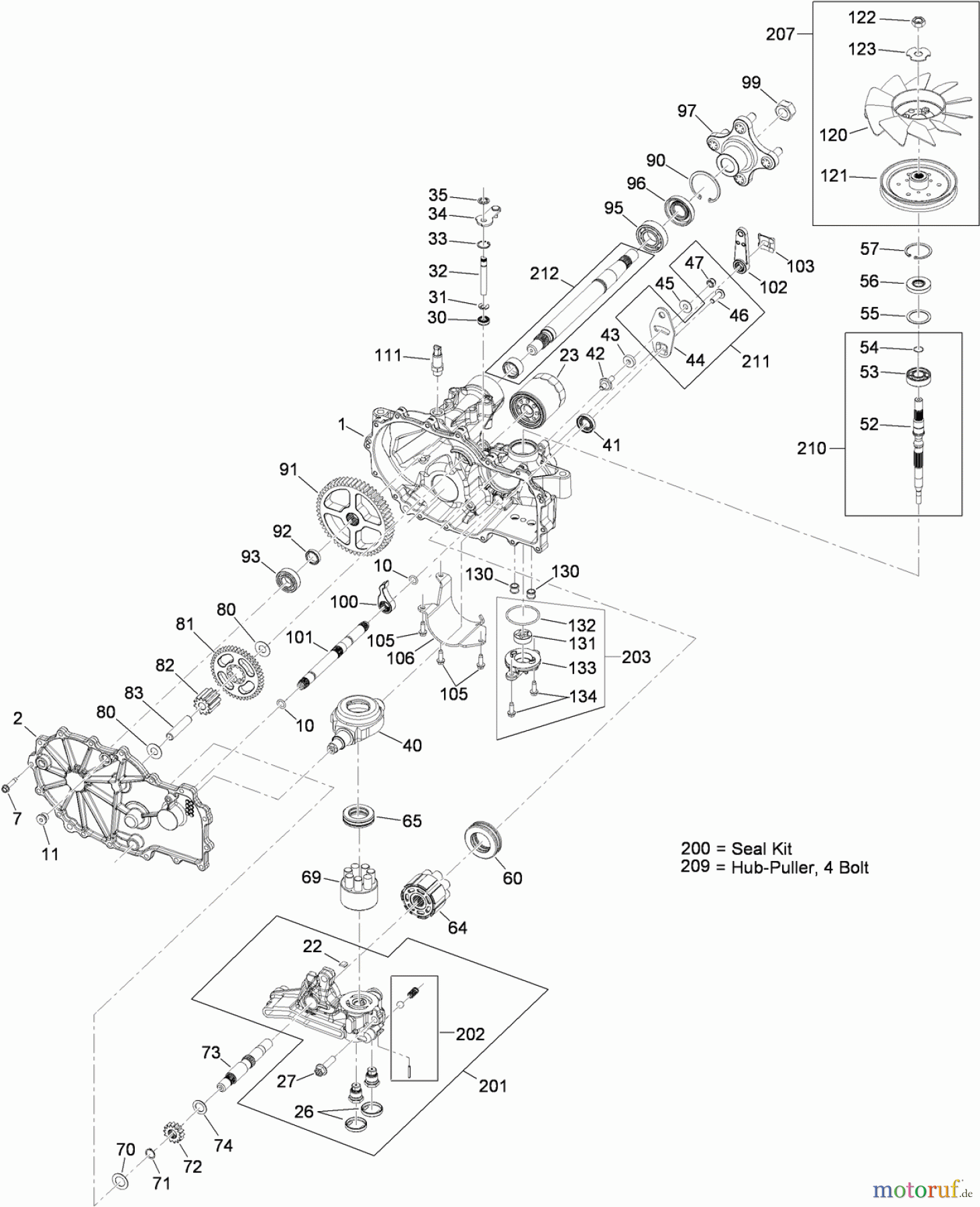 Toro Neu Mowers, Zero-Turn 74824 (ZX6050) - Toro TITAN ZX6050 Zero-Turn-Radius Riding Mower, 2010 (310000001-310999999) LH HYDRO ASSEMBLY NO. 115-2551