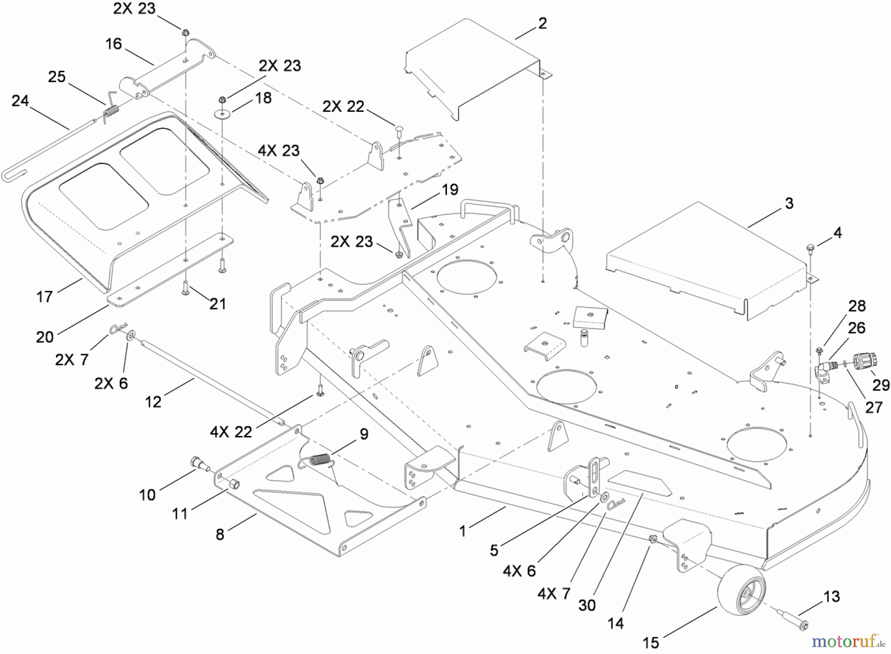  Toro Neu Mowers, Zero-Turn 74833 (ZX6030) - Toro TITAN ZX6030 Zero-Turn-Radius Riding Mower, 2010 (310000001-310999999) 60 INCH DECK ASSEMBLY