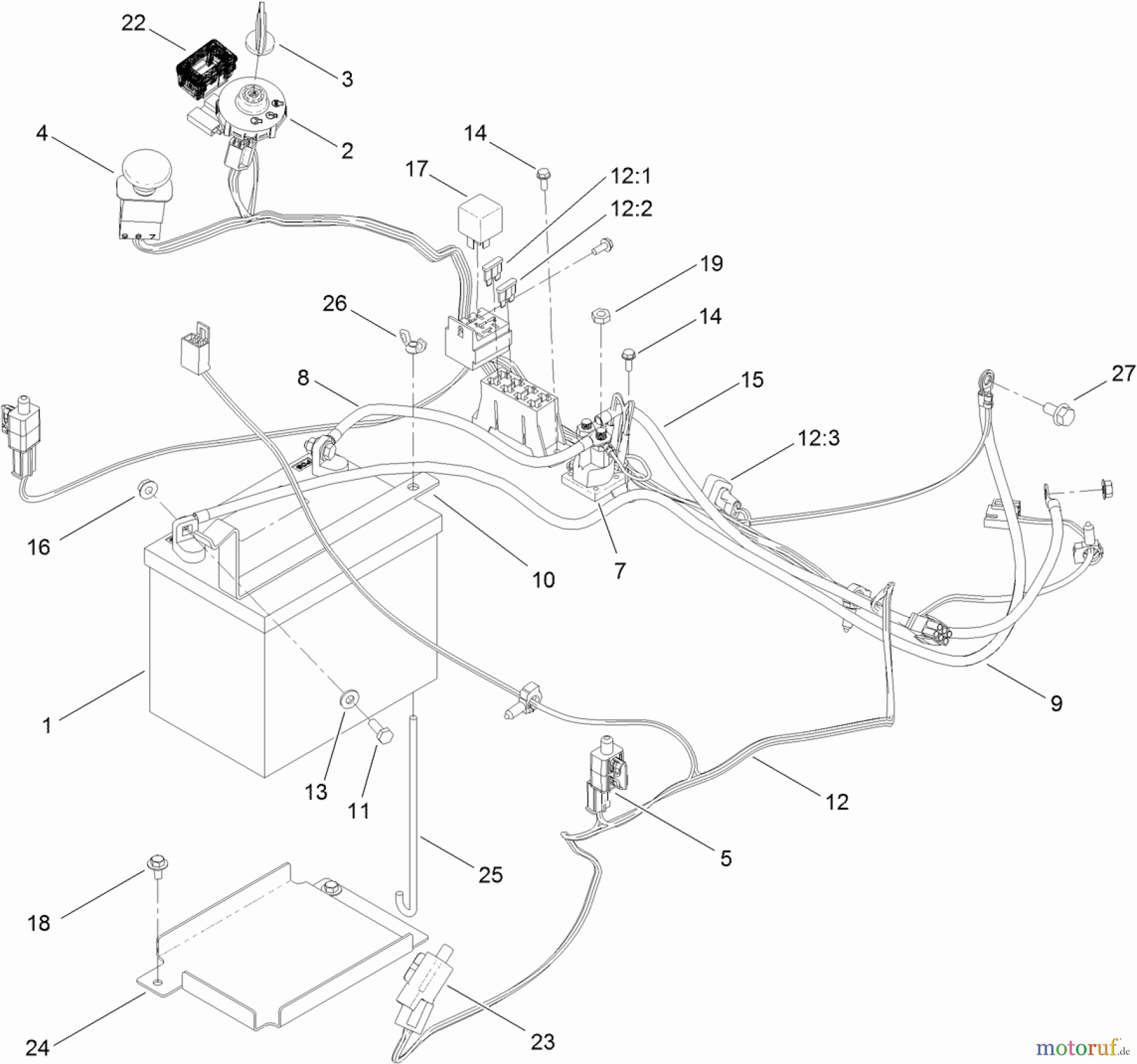  Toro Neu Mowers, Zero-Turn 74872 (MX5480) - Toro TITAN MX5480 Zero-Turn-Radius Riding Mower, 2011 (311000001-311999999) ELECTRICAL ASSEMBLY