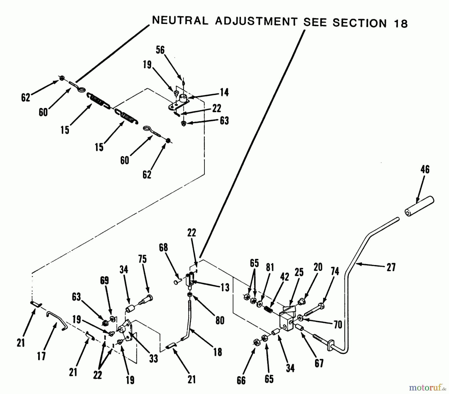  Toro Neu Mowers, Zero-Turn Z1-18KE01 (718-Z) - Toro 718-Z Tractor, 1986 TRANSMISSION DRIVE LINKAGE
