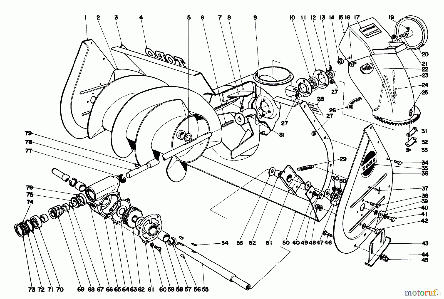  Toro Neu Snow Blowers/Snow Throwers Seite 1 31626 (526) - Toro 526 Snowthrower, 1971 (1000001-1999999) AUGER ASSEMBLY