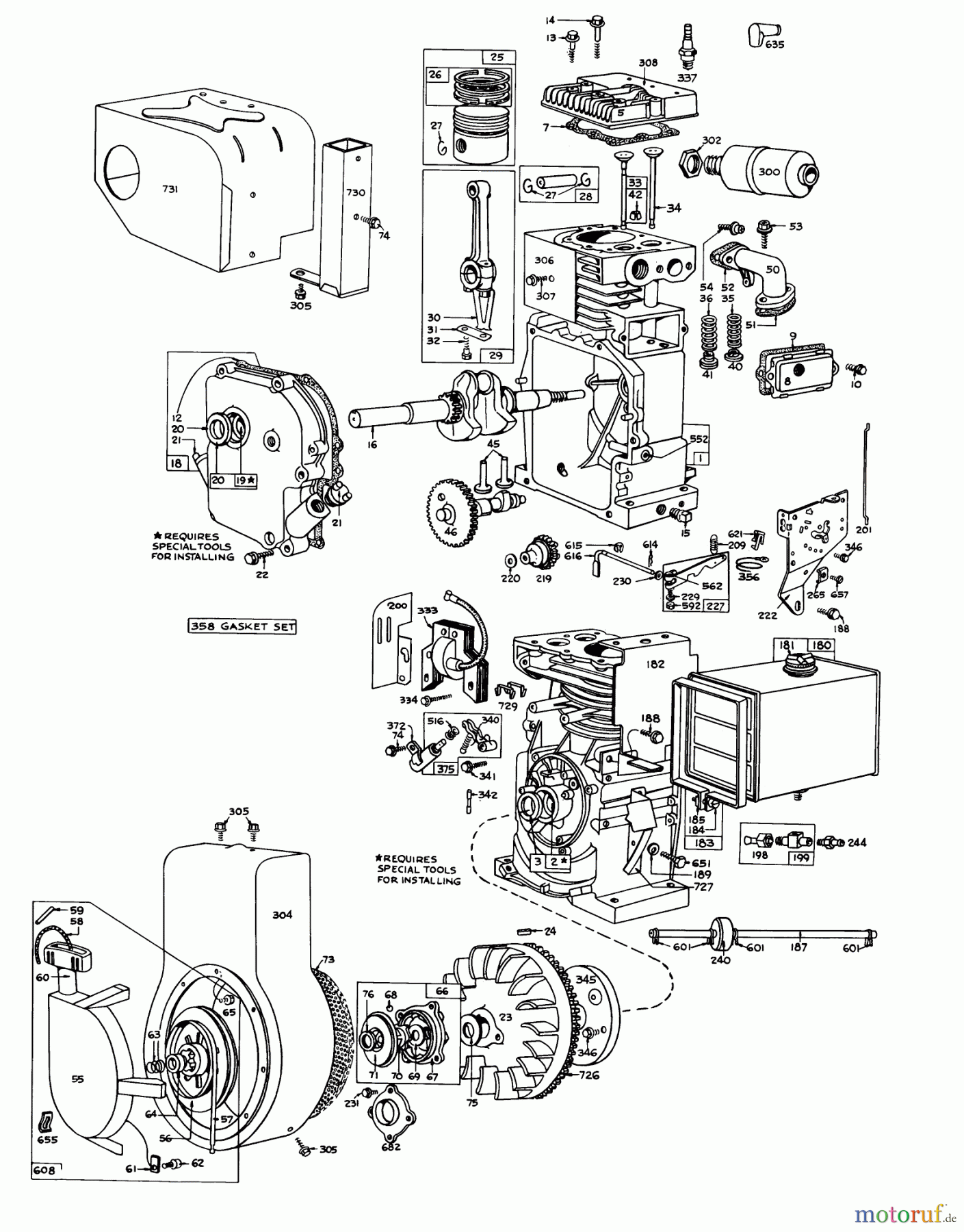 Toro Neu Snow Blowers/Snow Throwers Seite 1 31727 (726) - Toro 726 Snowthrower, 1971 (1000001-1999999) 7 HP ENGINE NO. 170402, TYPE 0720-01 (CONT-D.) SNOWTHROWER MODEL NO. 31727