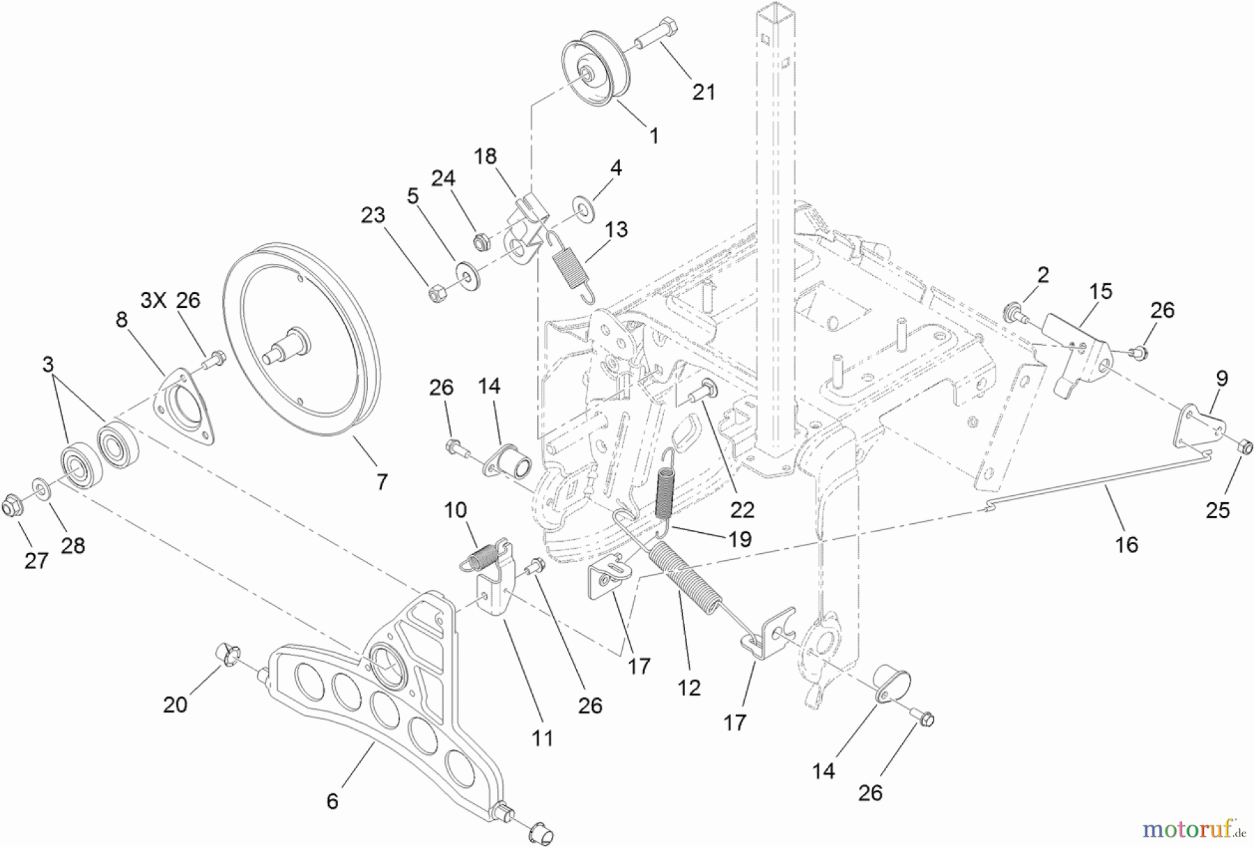  Toro Neu Snow Blowers/Snow Throwers Seite 1 37771 - Toro Power Max 726 OE Snowthrower, 2013 (SN 313000001-313999999) PULLEYS AND BELLCRANK ASSEMBLY