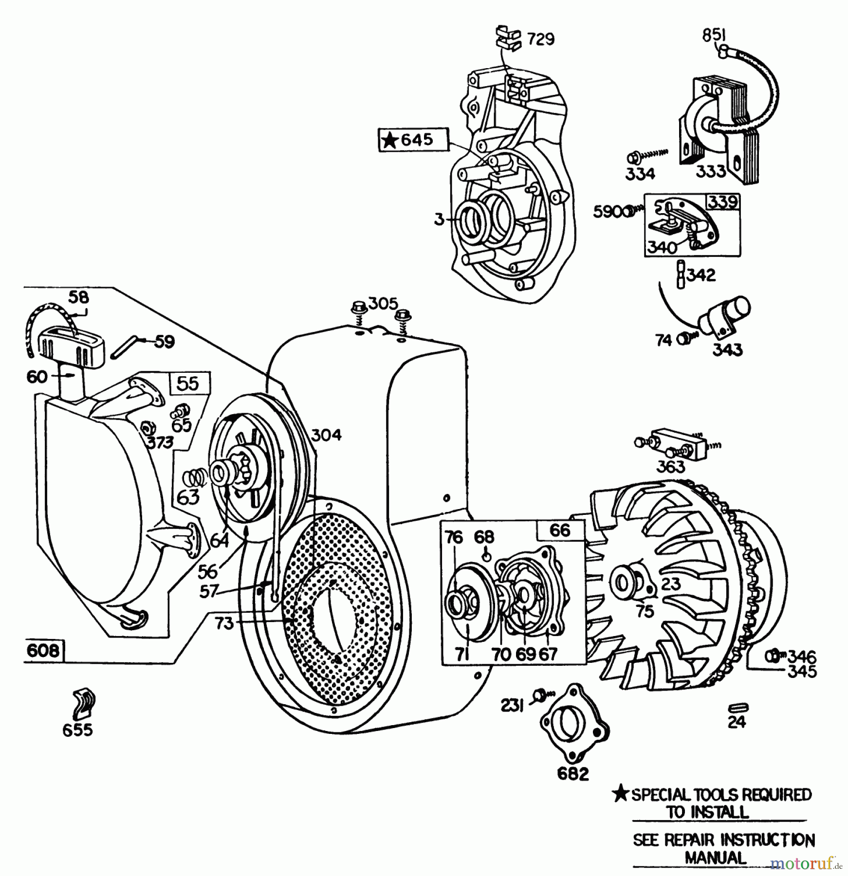  Toro Neu Snow Blowers/Snow Throwers Seite 1 38150 (826) - Toro 826 Snowthrower, 1980 (0000001-0999999) ENGINE BRIGGS & STRATTON MODEL NO. 252412 TYPE NO. 0191-01 (11 H.P.SNOWTHROWER MODEL 38090)
