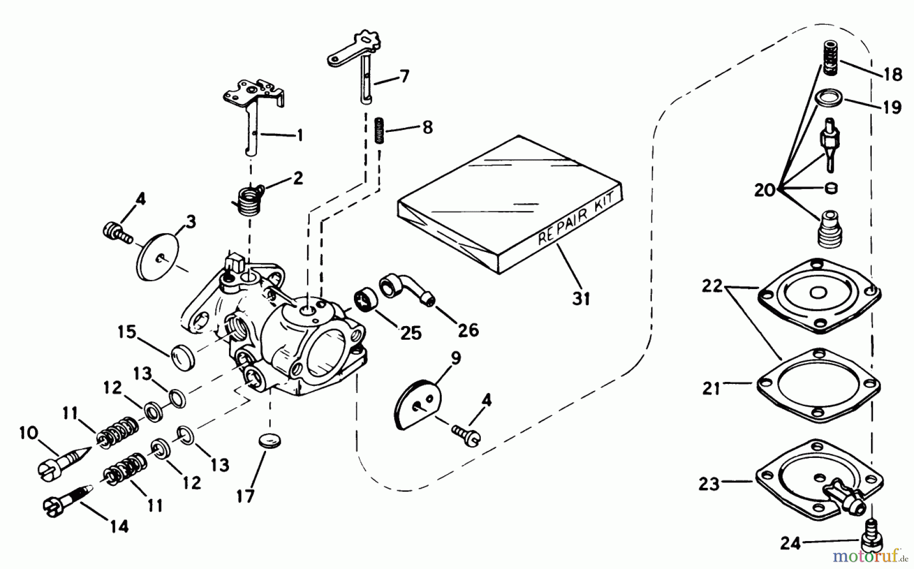 Toro Neu Snow Blowers/Snow Throwers Seite 1 38100 (S-140) - Toro S-140 Snowthrower, 1981 (1000001-1999999) CARBURETOR, NO. 632103-ENGINE MODEL AH520 TYPE 1584A, NO. 632035-ENGINE MODEL NO. AH520, TYPE 1584B, NO. 632141-ENGINE MODEL NO.