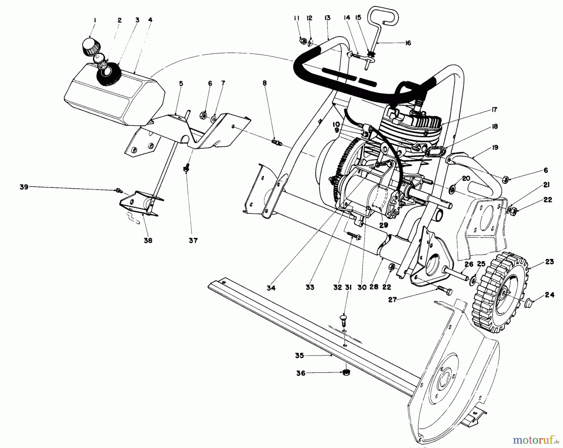  Toro Neu Snow Blowers/Snow Throwers Seite 1 38120 (S-200) - Toro S-200 Snowthrower, 1980 (0500000-0999999) ENGINE ASSEMBLY (MODEL 38130)